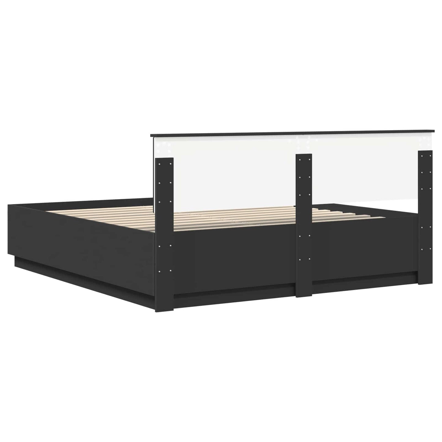Sengestamme med hodegjerde Svart 200 x 200 cm Konstruert tre