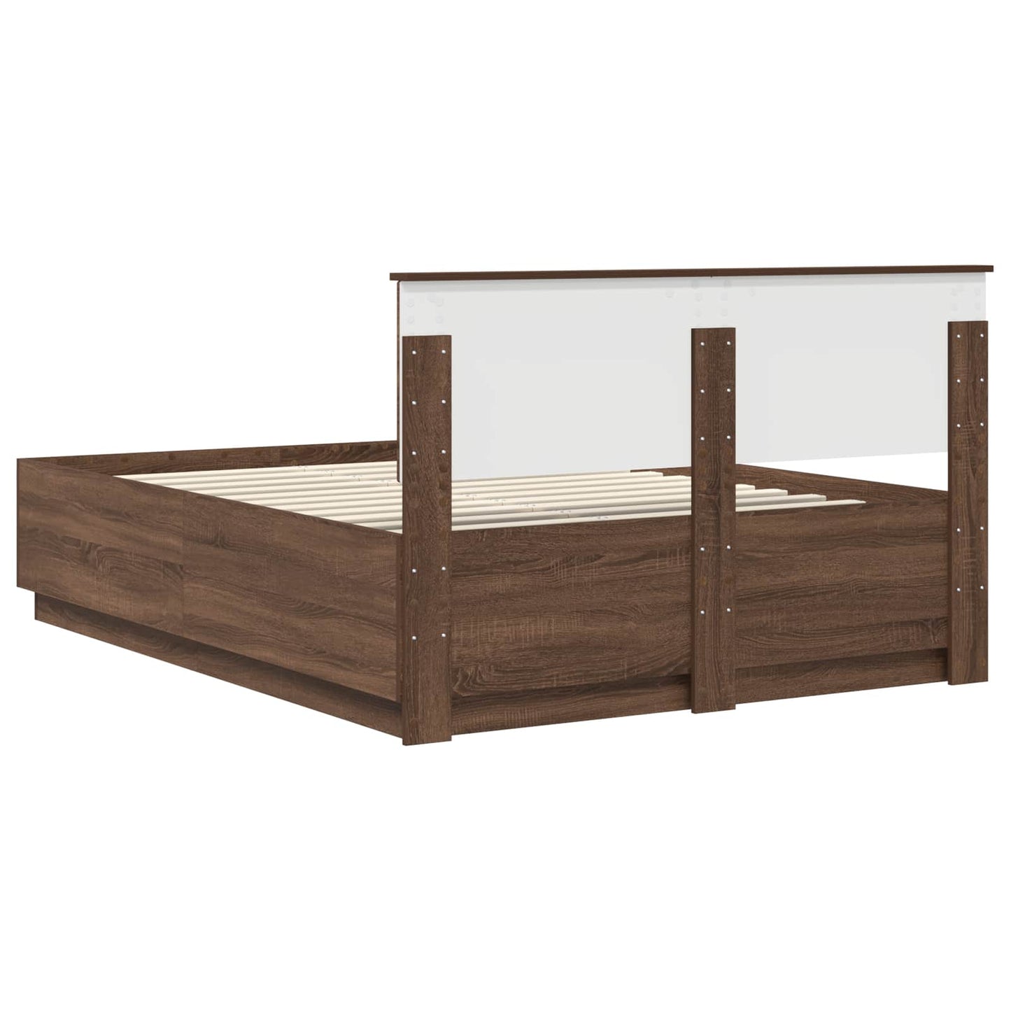 Sengestamme med hodegjerde Brun Eik 150 x 200 cm Konstruert tre