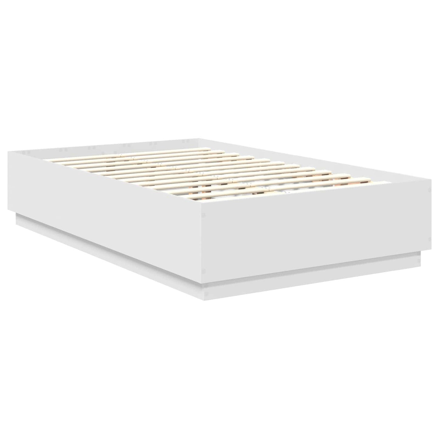 Sengestamme med LED -stripelys Hvit 135 x 190 cm Konstruert tre