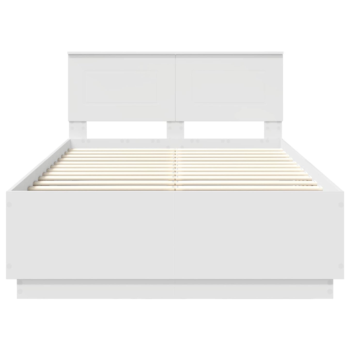 Sengestamme med LED -stripelys Hvit 135 x 190 cm Konstruert tre