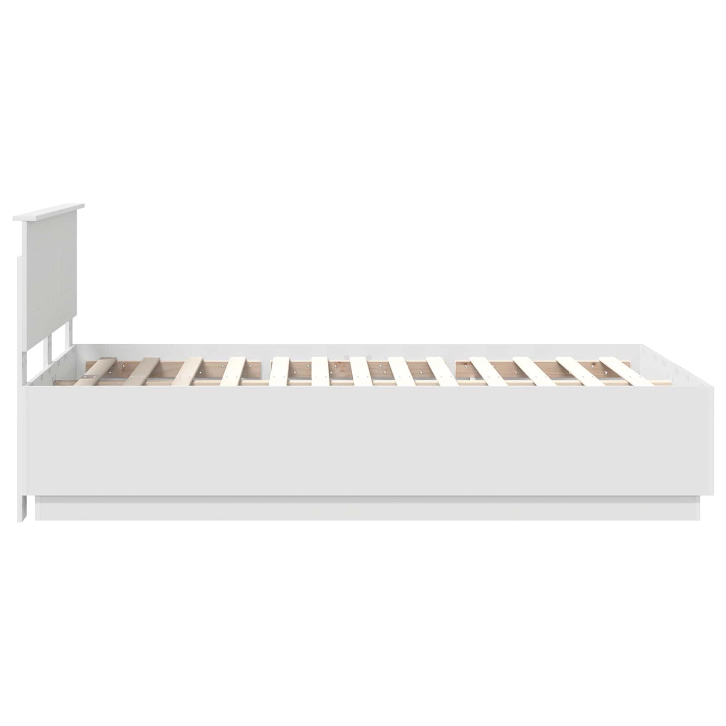 Sengestamme med LED -stripelys Hvit 135 x 190 cm Konstruert tre