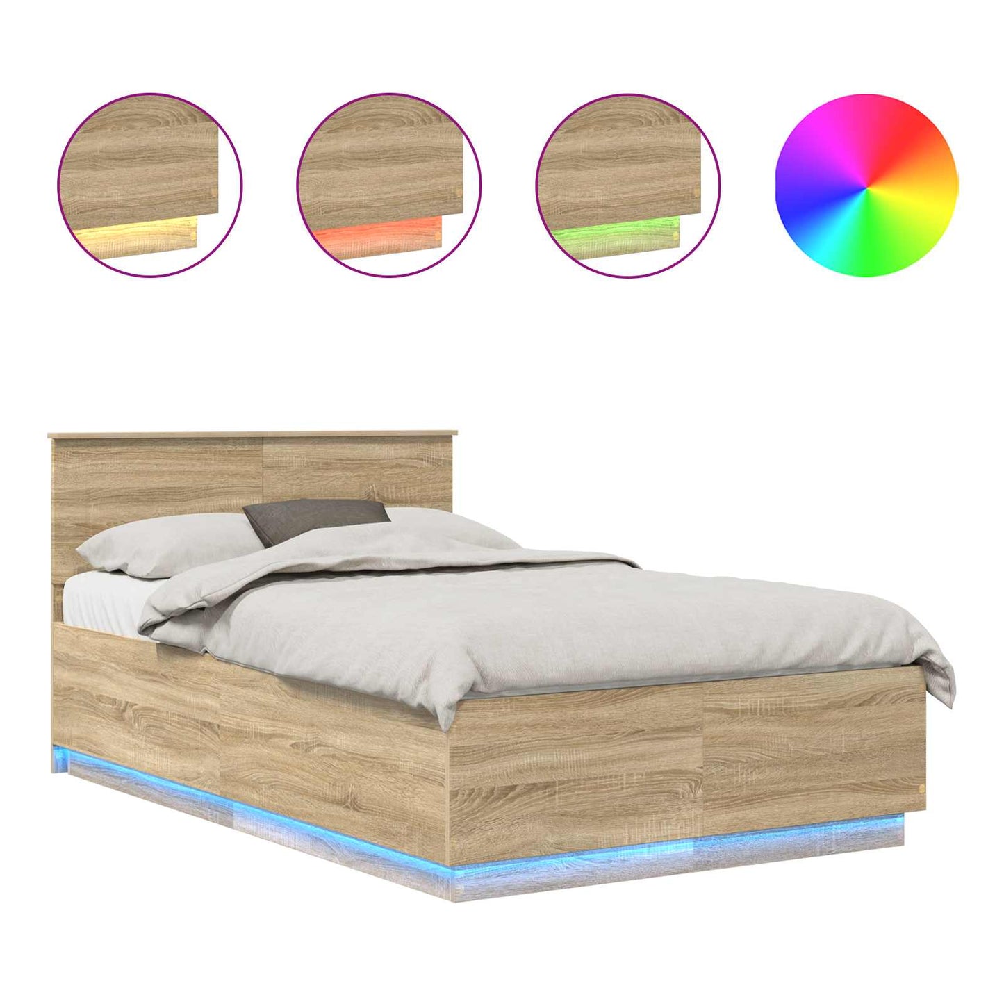 Sengestamme Sonoma eik 120 x 190 cm Konstruert tre