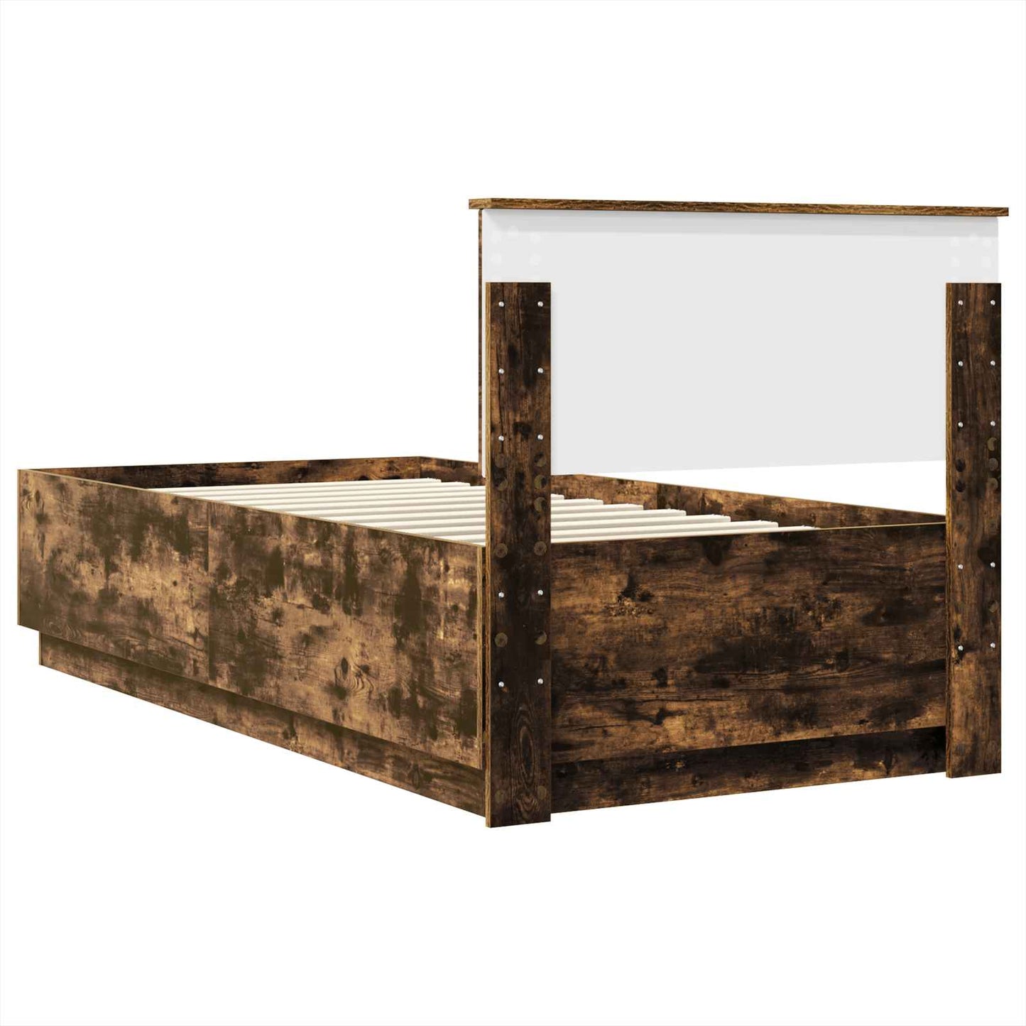 Sengestamme med hodegjerde Røkt eik 70 x 190 cm Konstruert tre