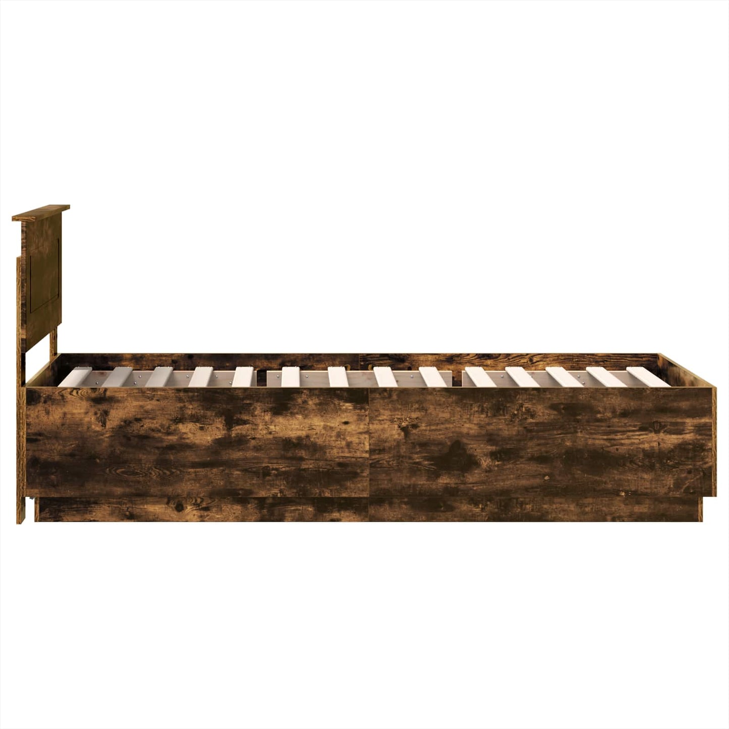 Sengestamme med hodegjerde Røkt eik 70 x 190 cm Konstruert tre