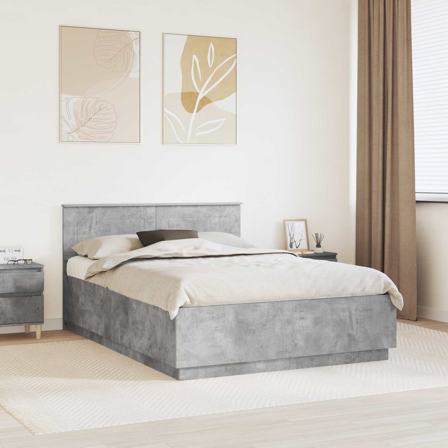 Sengestamme Betonggrå 150 x 200 cm Konstruert tre