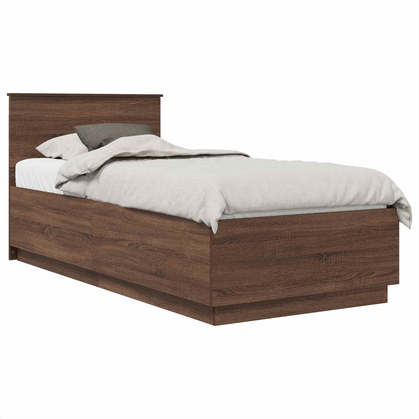 Sengestamme med hodegjerde Brun eik 70 x 190 cm Konstruert tre