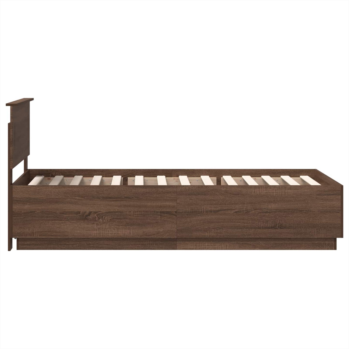 Sengestamme med hodegjerde Brun eik 70 x 190 cm Konstruert tre