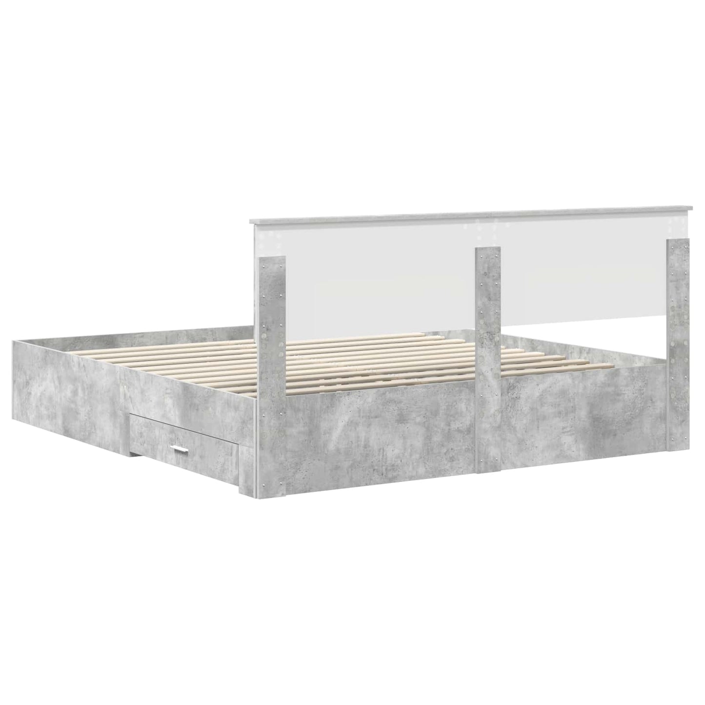 Sengestamme med skuff Betonggrå 200 x 200 cm Konstruert tre