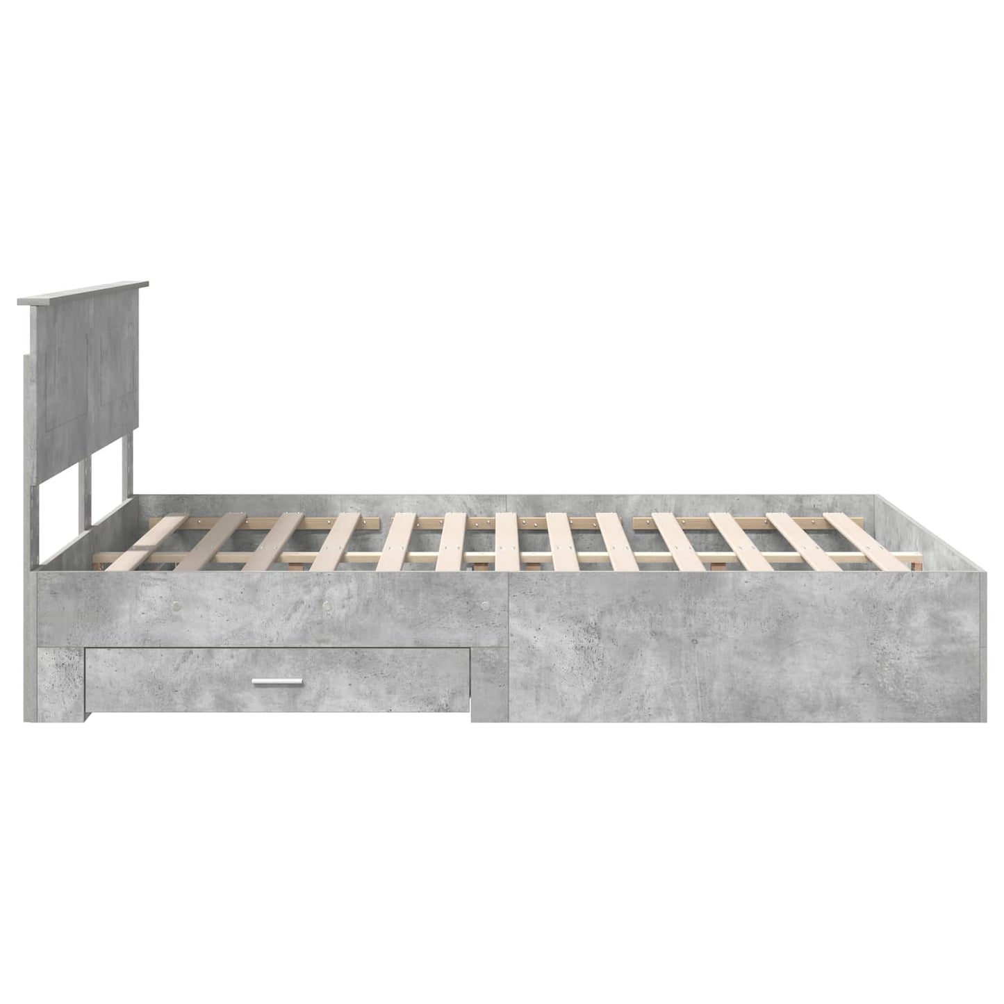 Sengestamme med skuff Betonggrå 140 x 190 cm Konstruert tre