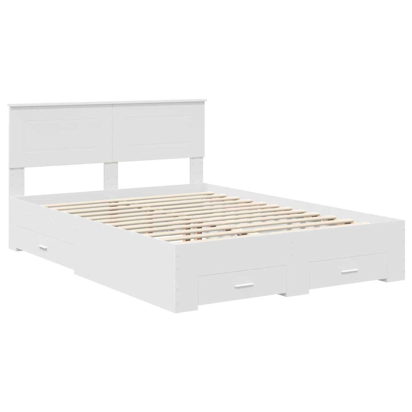 Sengestamme med hodegjerde Hvit 140 x 200 cm Konstruert tre