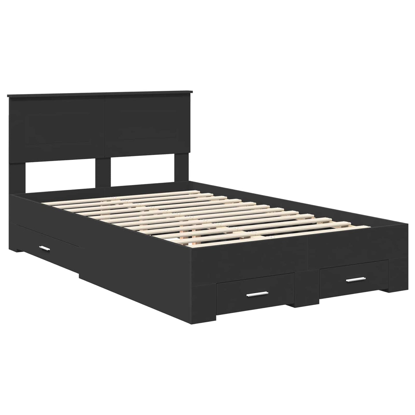 Sengestamme med hodegjerde Svart 135 x 190 cm Konstruert tre