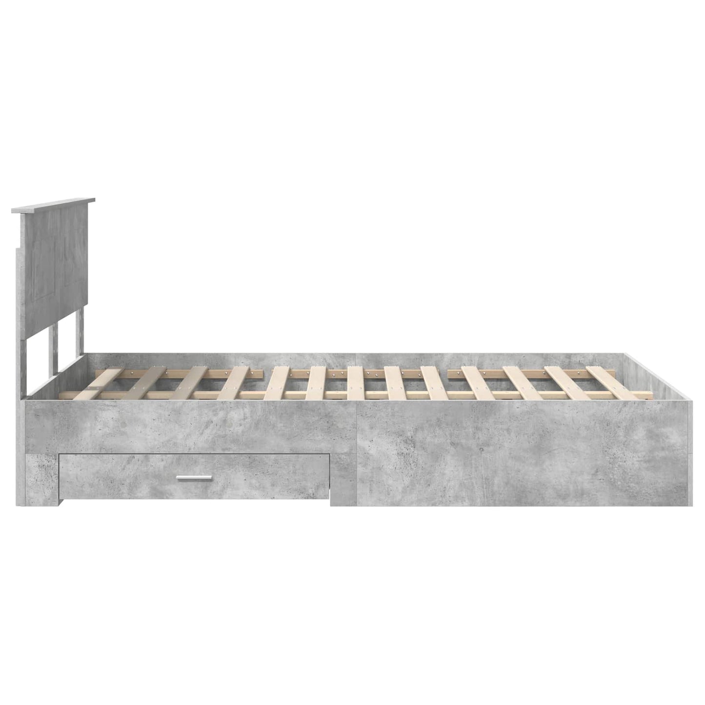 Sengestamme med skuff Betonggrå 135 x 190 cm Konstruert tre