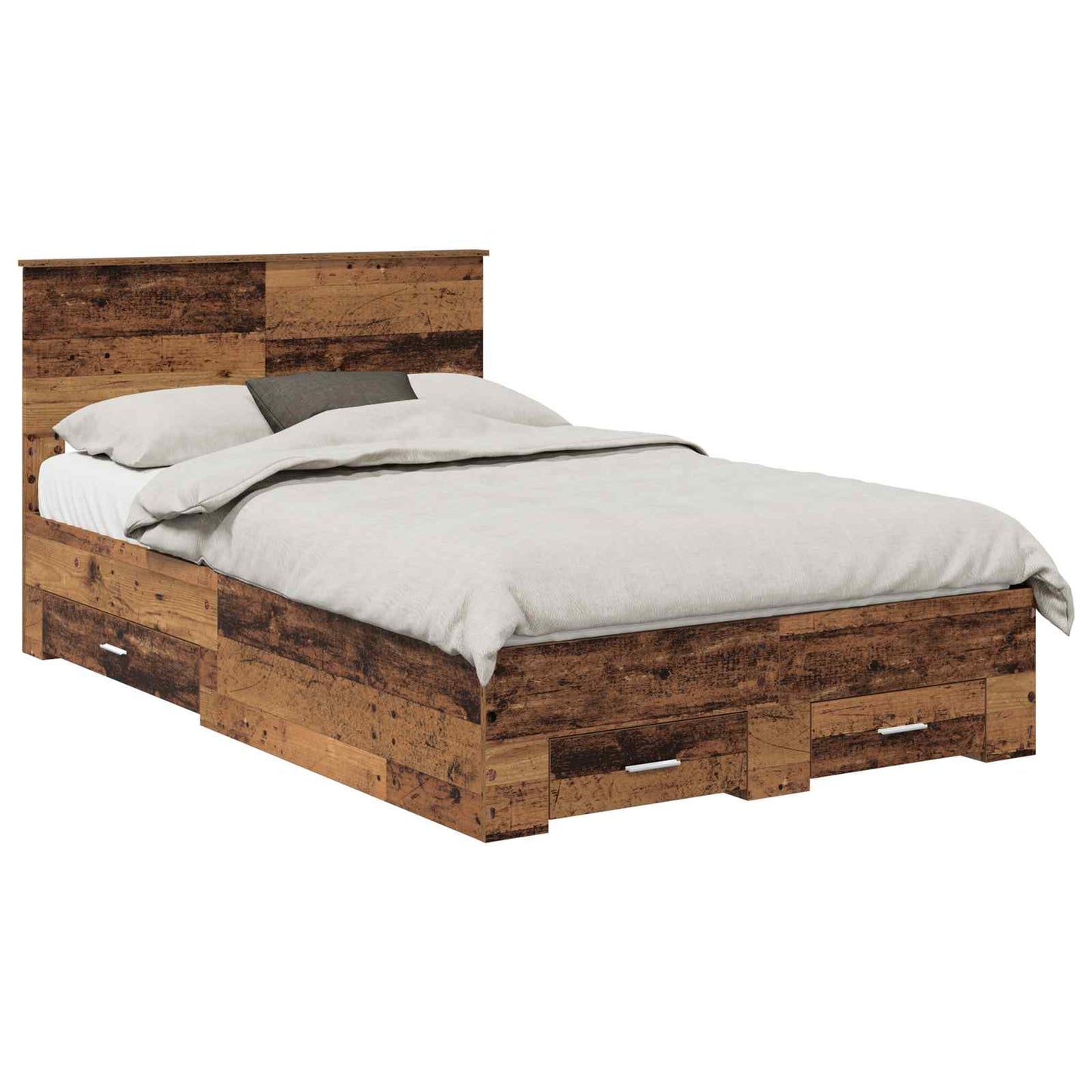 Sengestamme med skuff Gammelt tre 120 x 190 cm Konstruert tre
