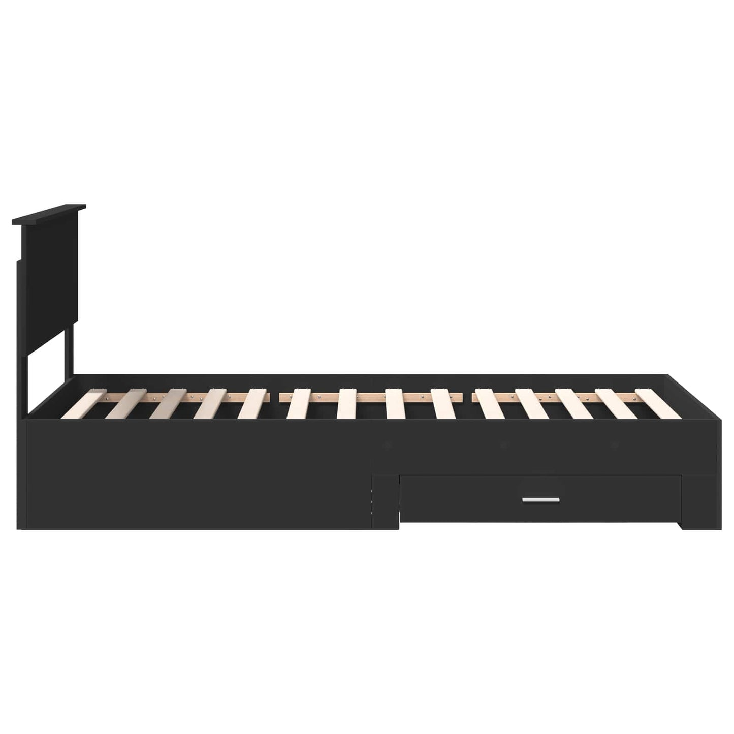 Sengestamme med skuff Svart og sølv 100 x 200 cm Konstruert tre