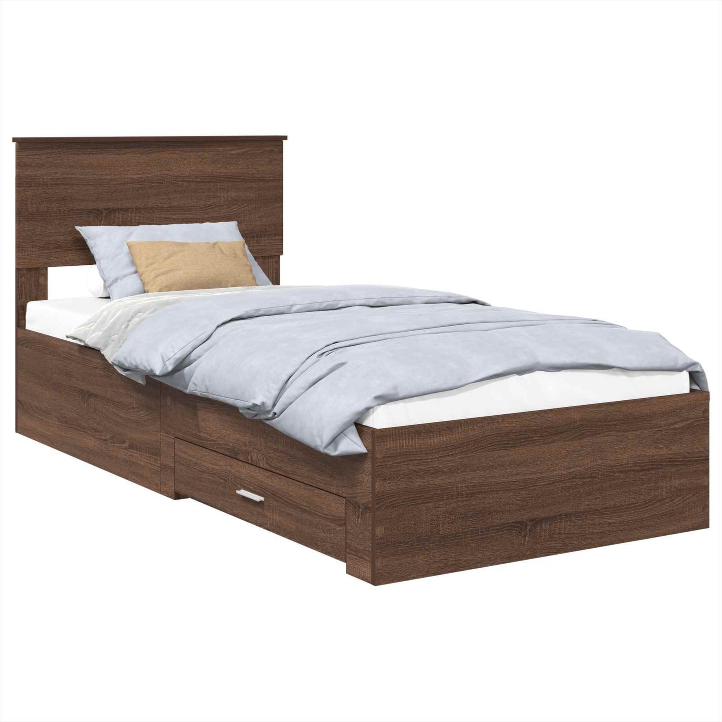 Sengestamme Brun Eik og Sølv 75 x 190 cm Konstruert tre