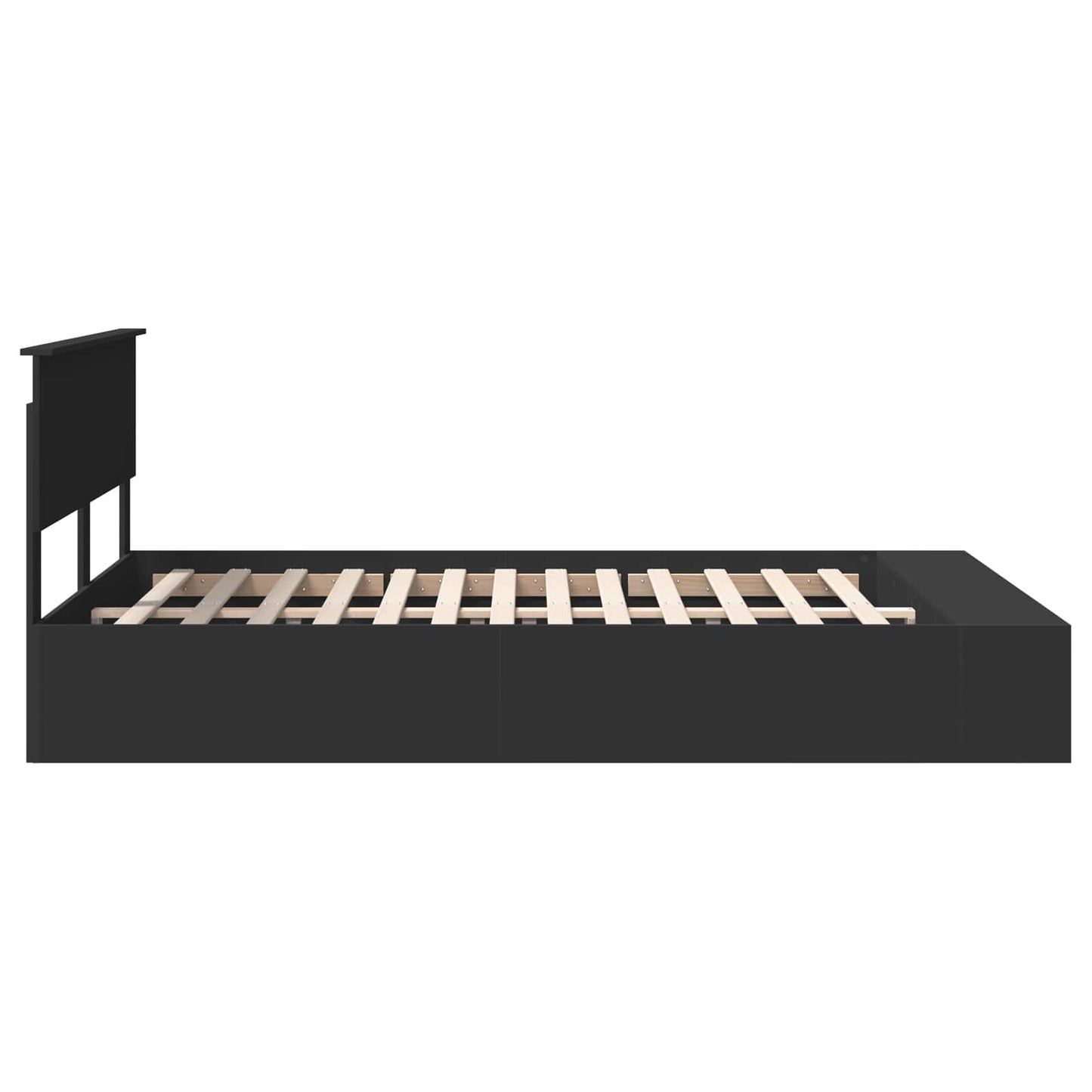 Sengestamme med hylle Svart 150 x 200 cm Konstruert tre
