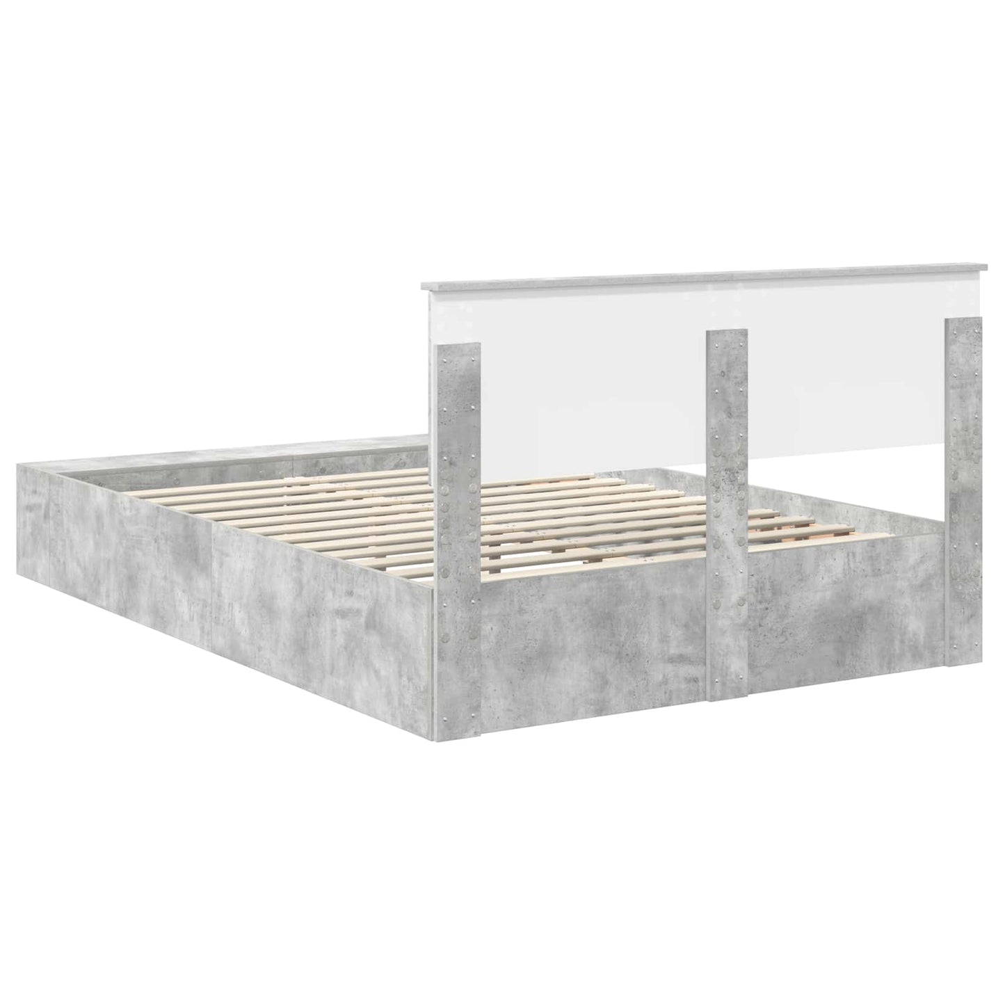 Sengestamme med hylle Betonggrå 150 x 200 cm Konstruert tre