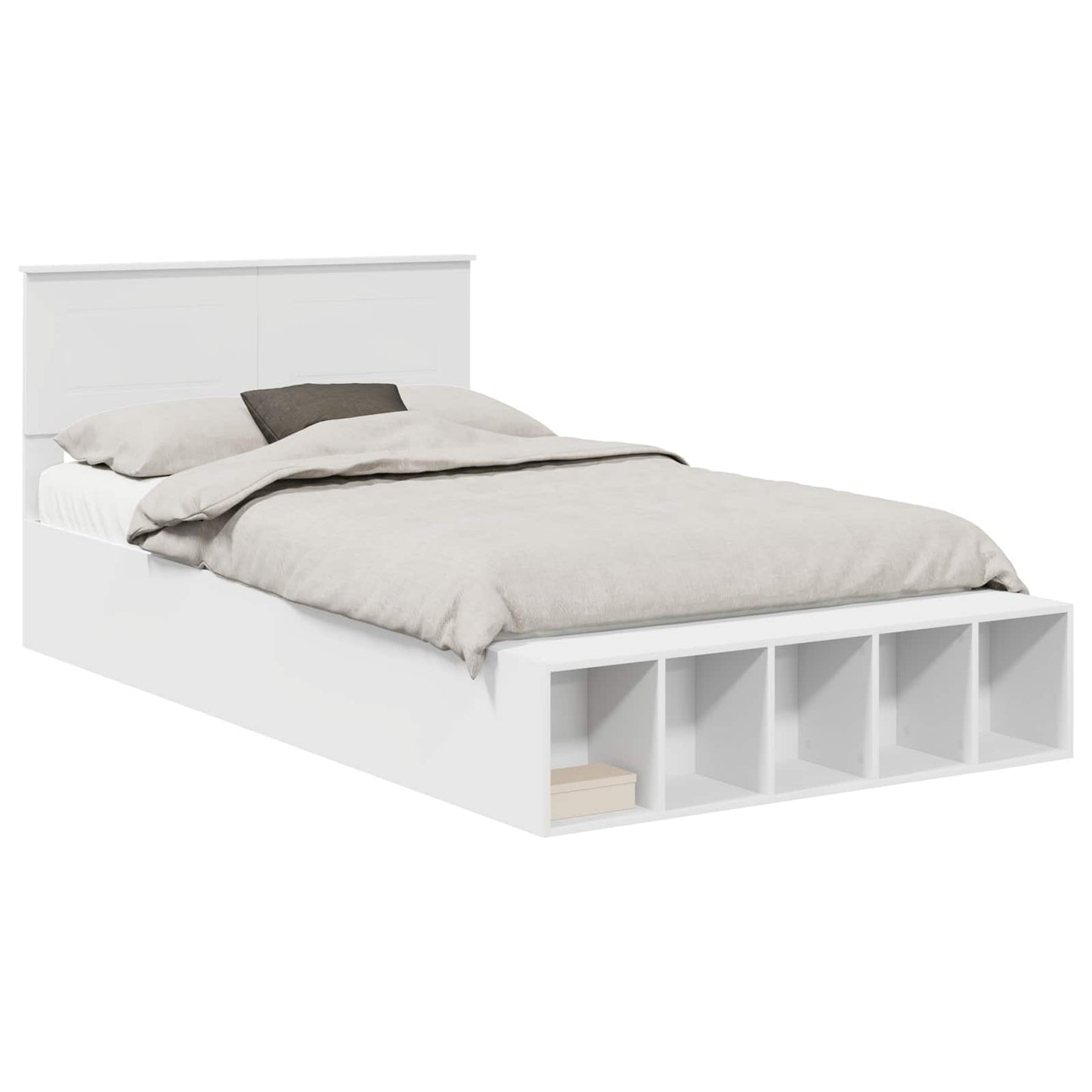Sengestamme med hylle Hvit 135 x 190 cm Konstruert tre