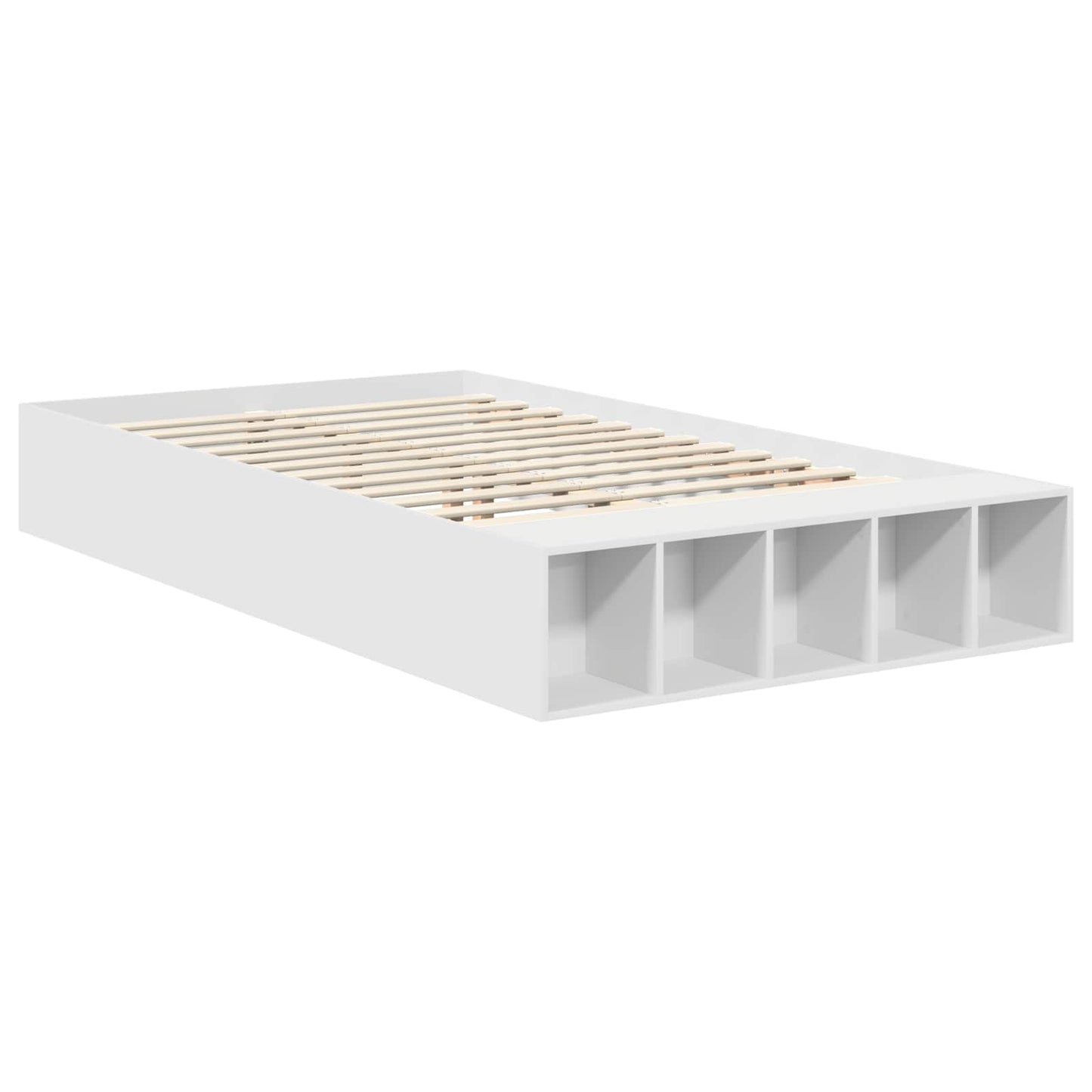 Sengestamme med hylle Hvit 135 x 190 cm Konstruert tre