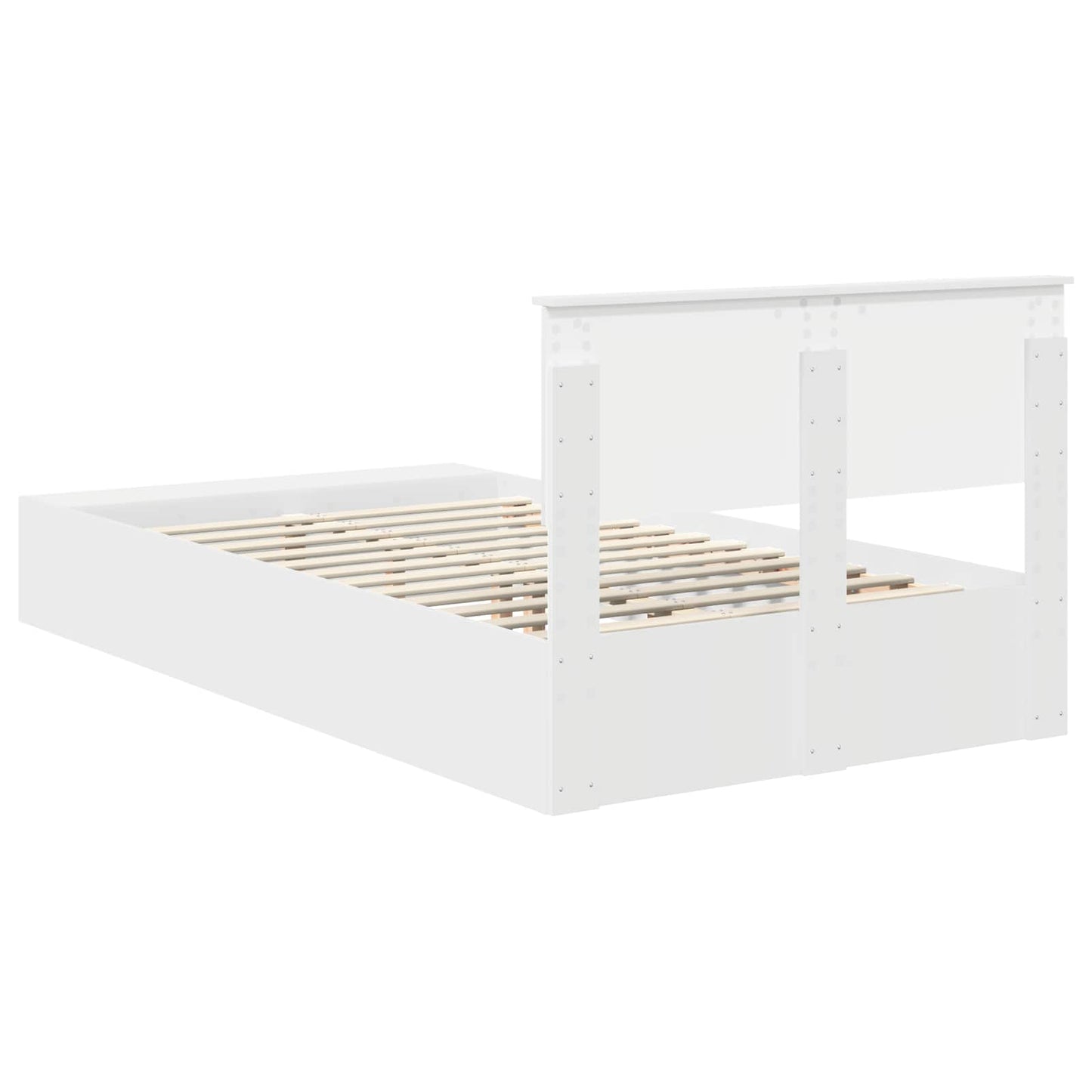 Sengestamme med hylle Hvit 135 x 190 cm Konstruert tre