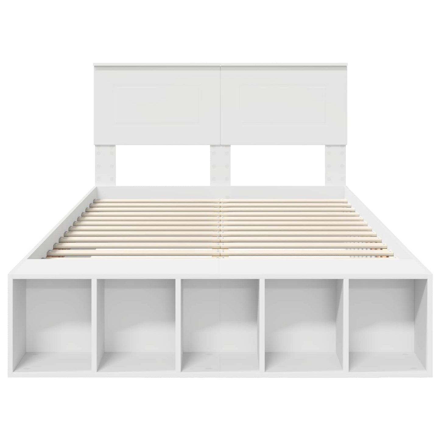 Sengestamme med hylle Hvit 135 x 190 cm Konstruert tre