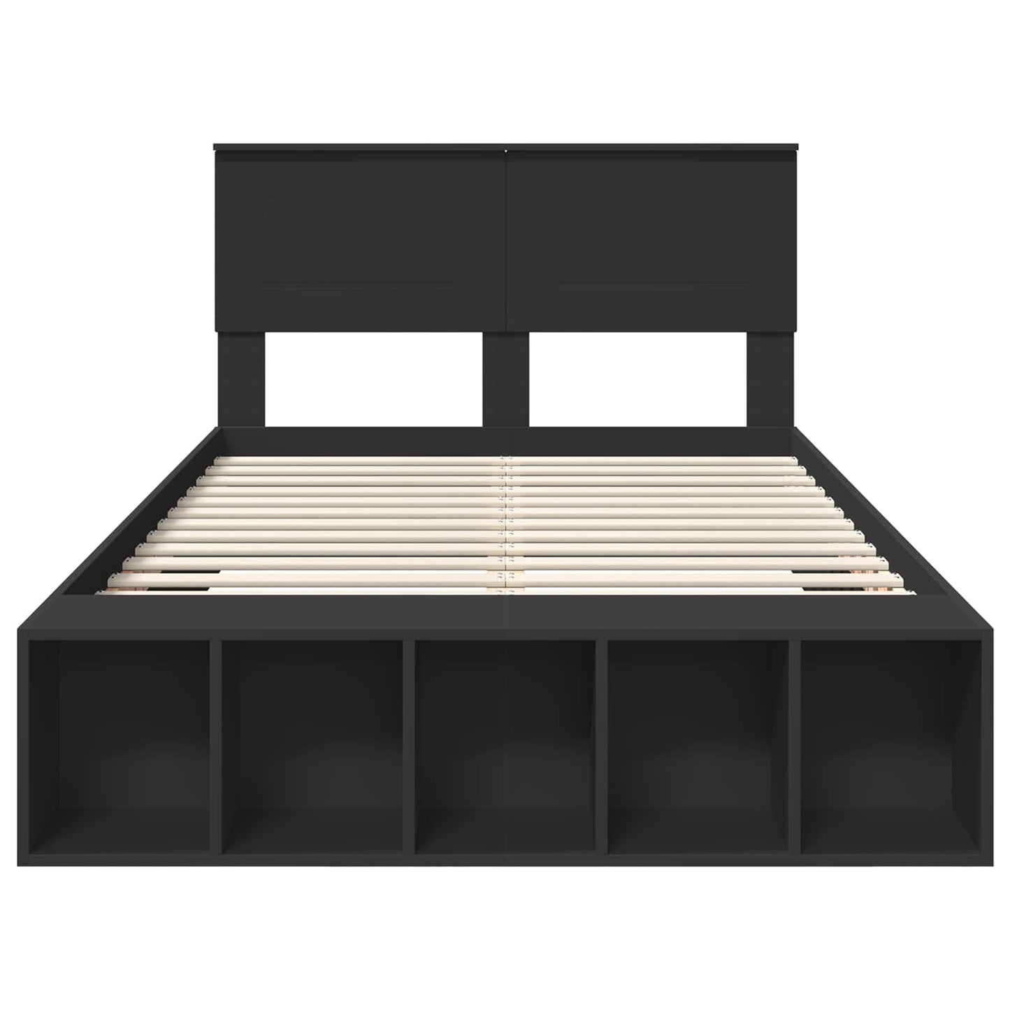 Sengestamme med hylle Svart 135 x 190 cm Konstruert tre