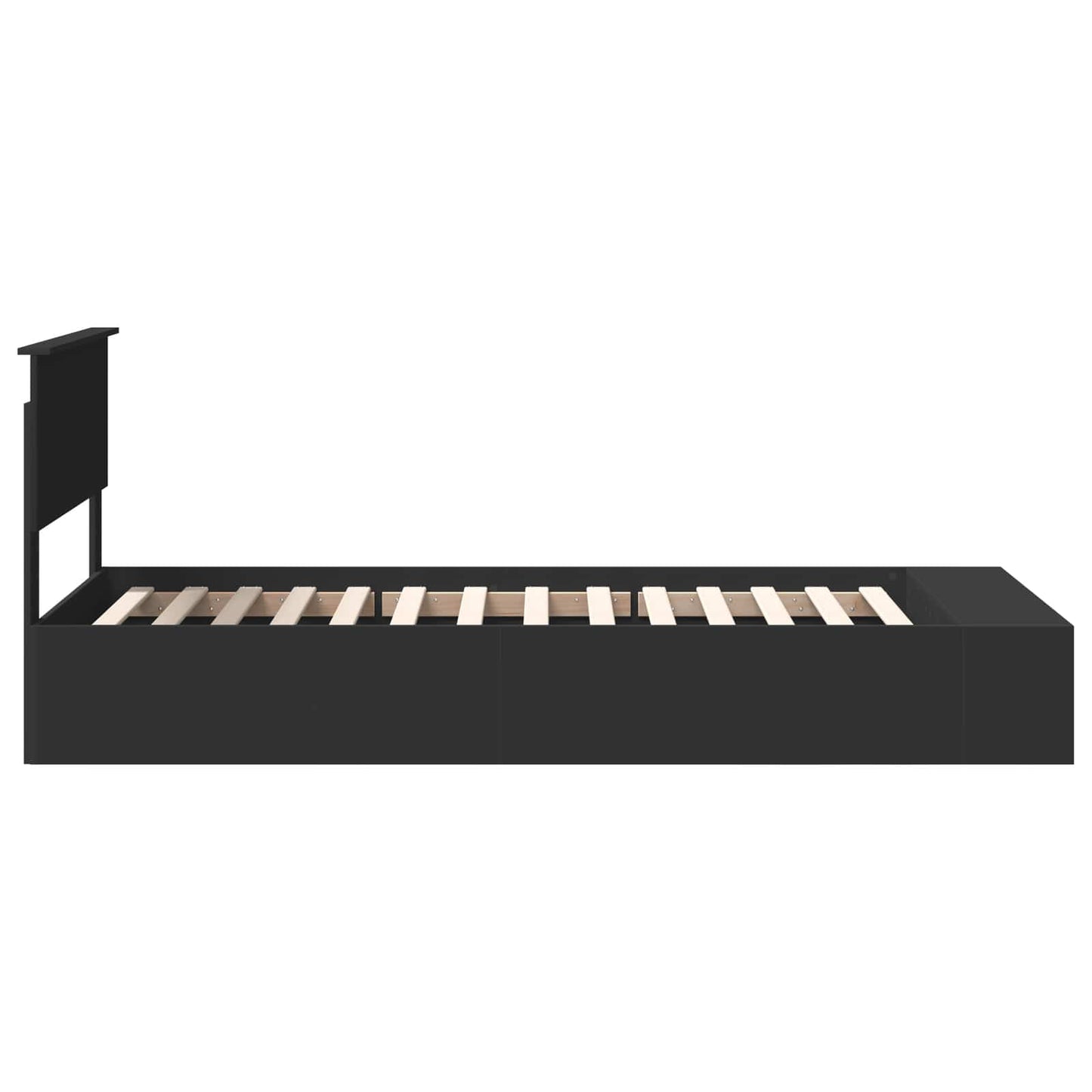 Sengestamme med hylle Svart 90 x 190 cm Konstruert tre