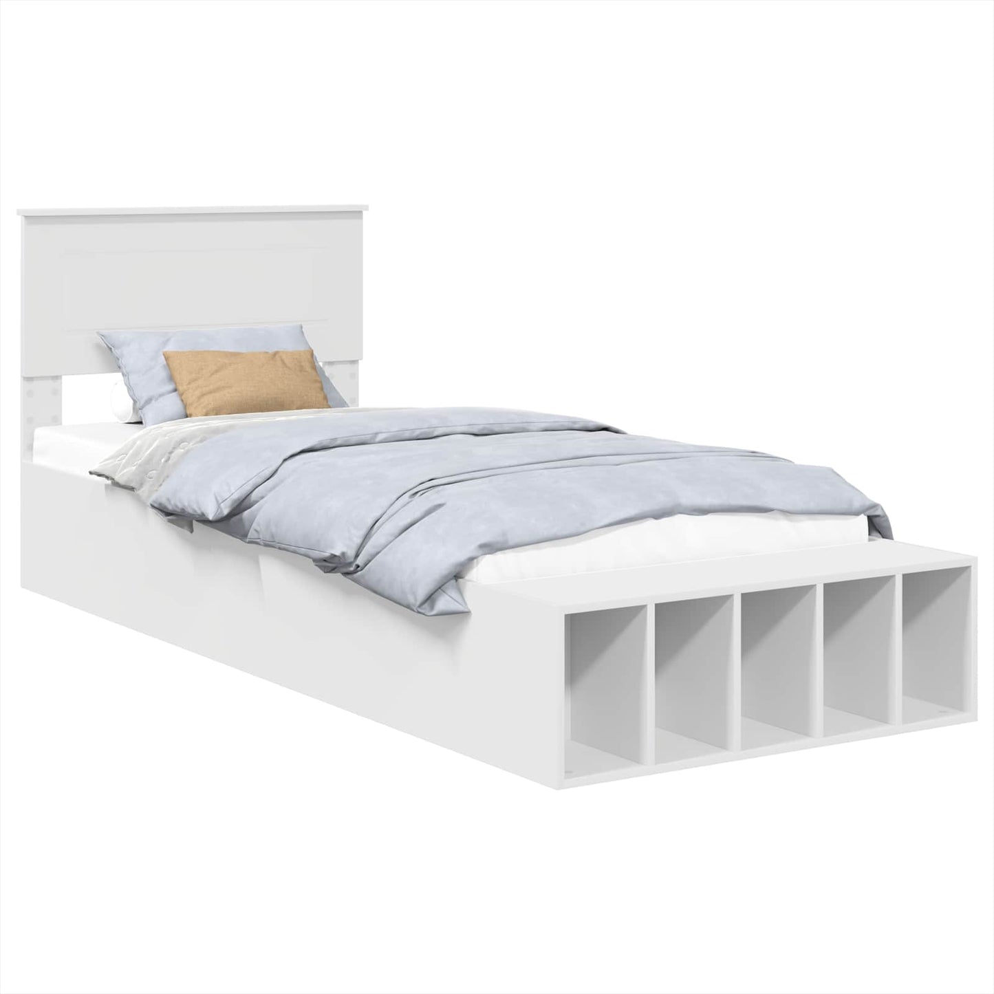 Sengestamme med hylle Hvit 75 x 190 cm Konstruert tre