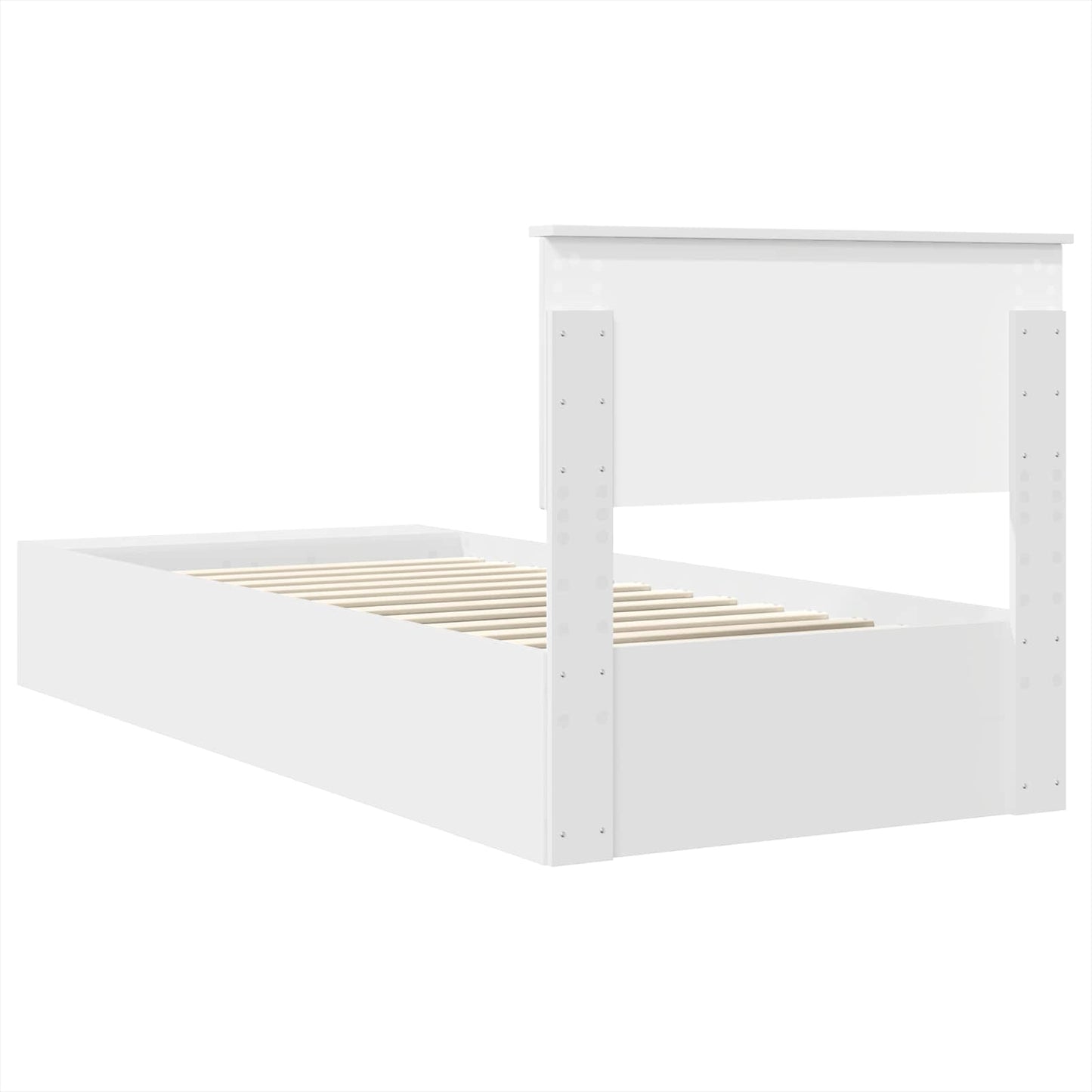 Sengestamme med hylle Hvit 75 x 190 cm Konstruert tre