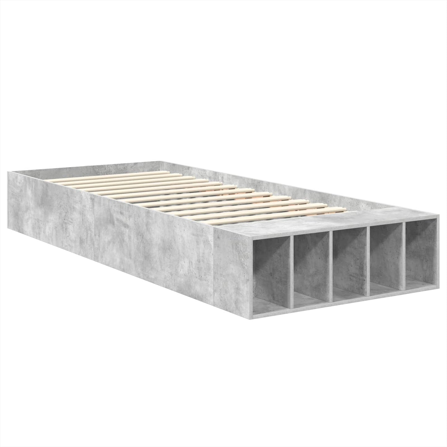 Sengestamme med hylle Betonggrå 70 x 190 cm Konstruert tre