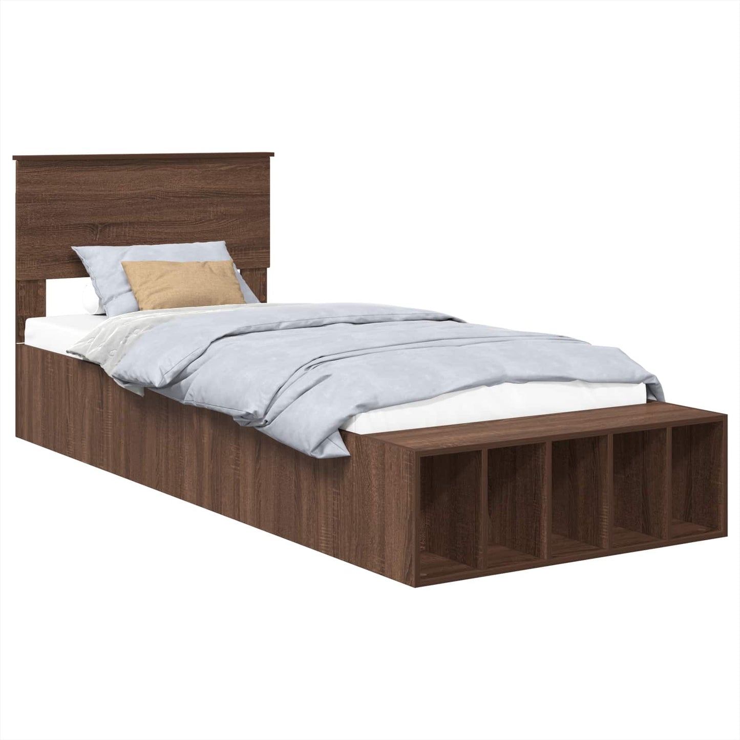 Sengestamme med hylle Brun Eik 75 x 190 cm Konstruert tre