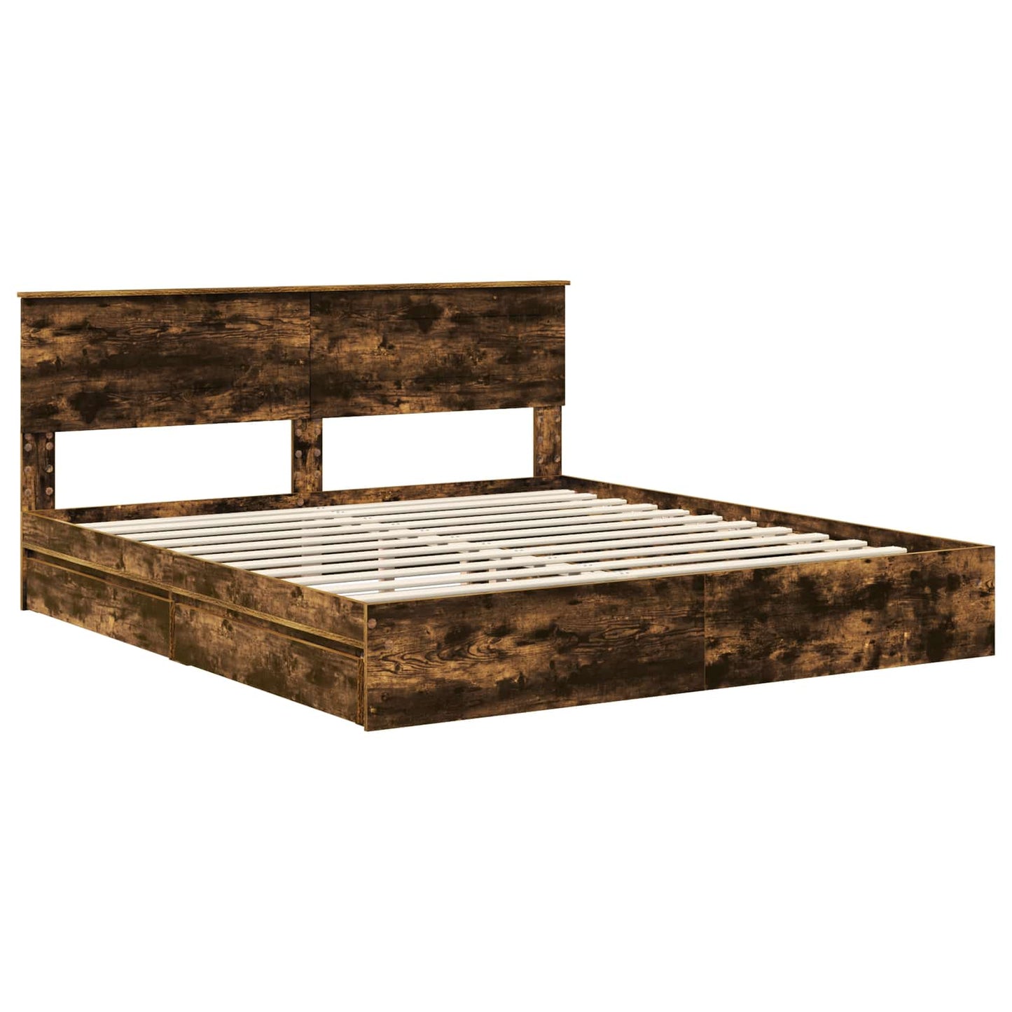 Seng med Oppbevaring Røkt eik 180 x 200 cm Konstruert tre vidaXL
