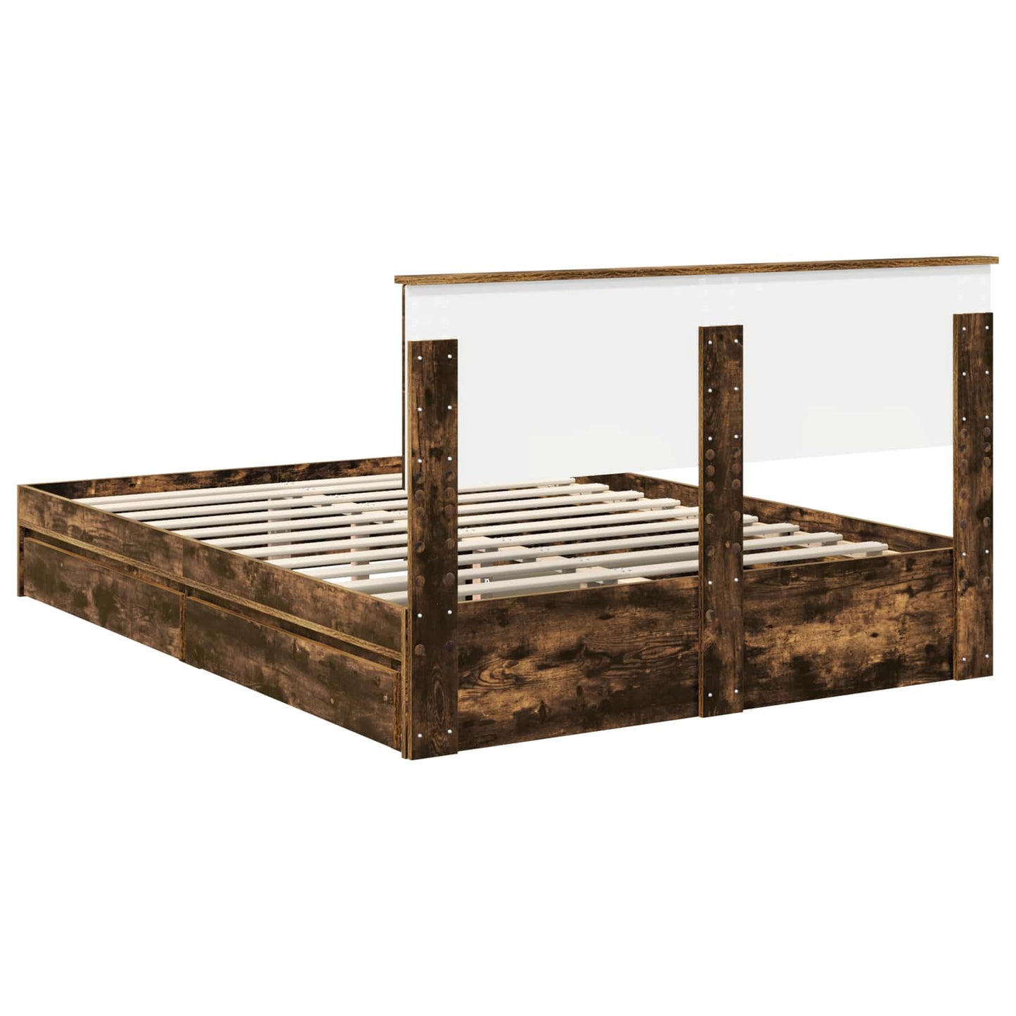 Seng med Oppbevaring Røkt eik 160 x 200 cm Konstruert tre