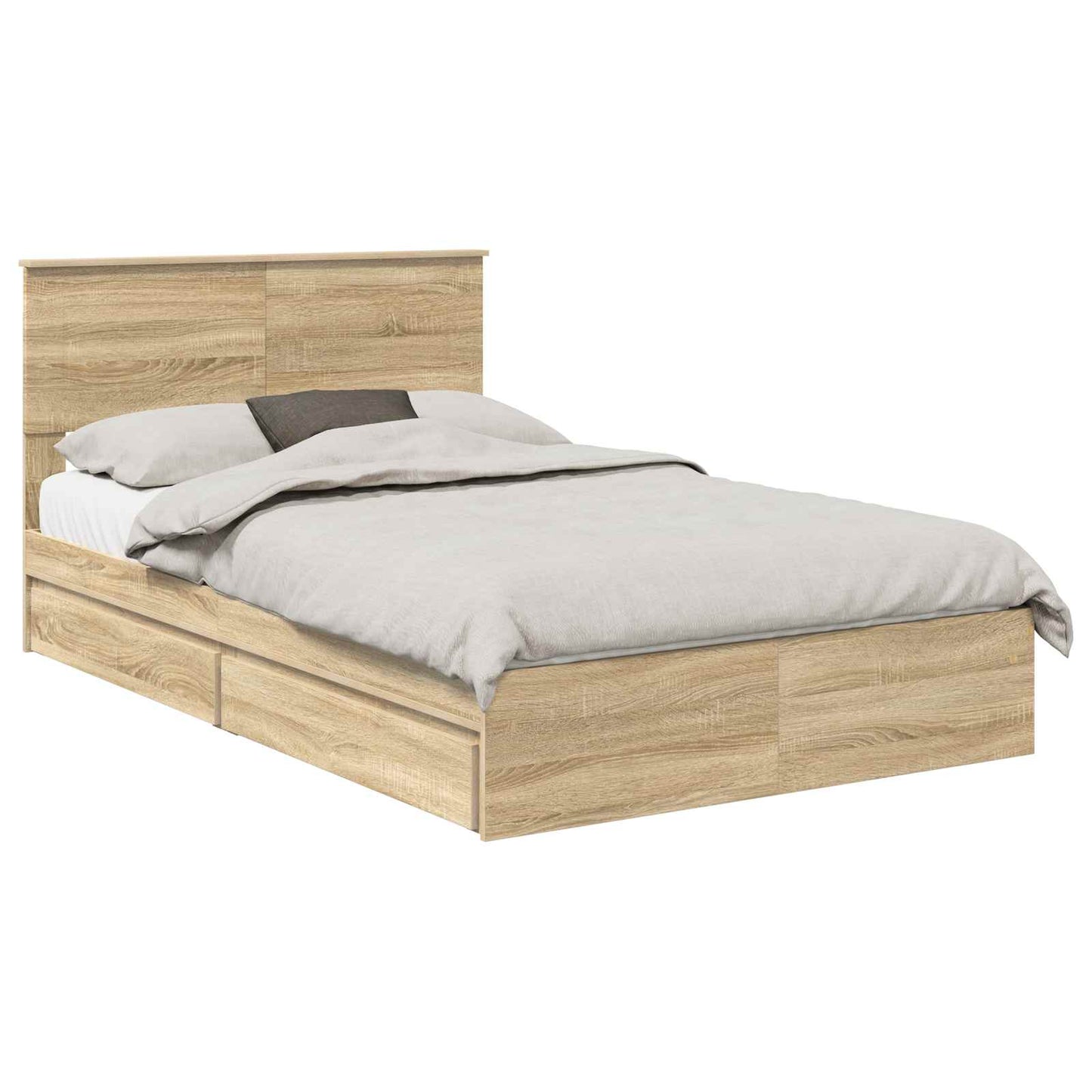 Seng med Oppbevaring Sonoma eik 135 x 190 cm Konstruert tre