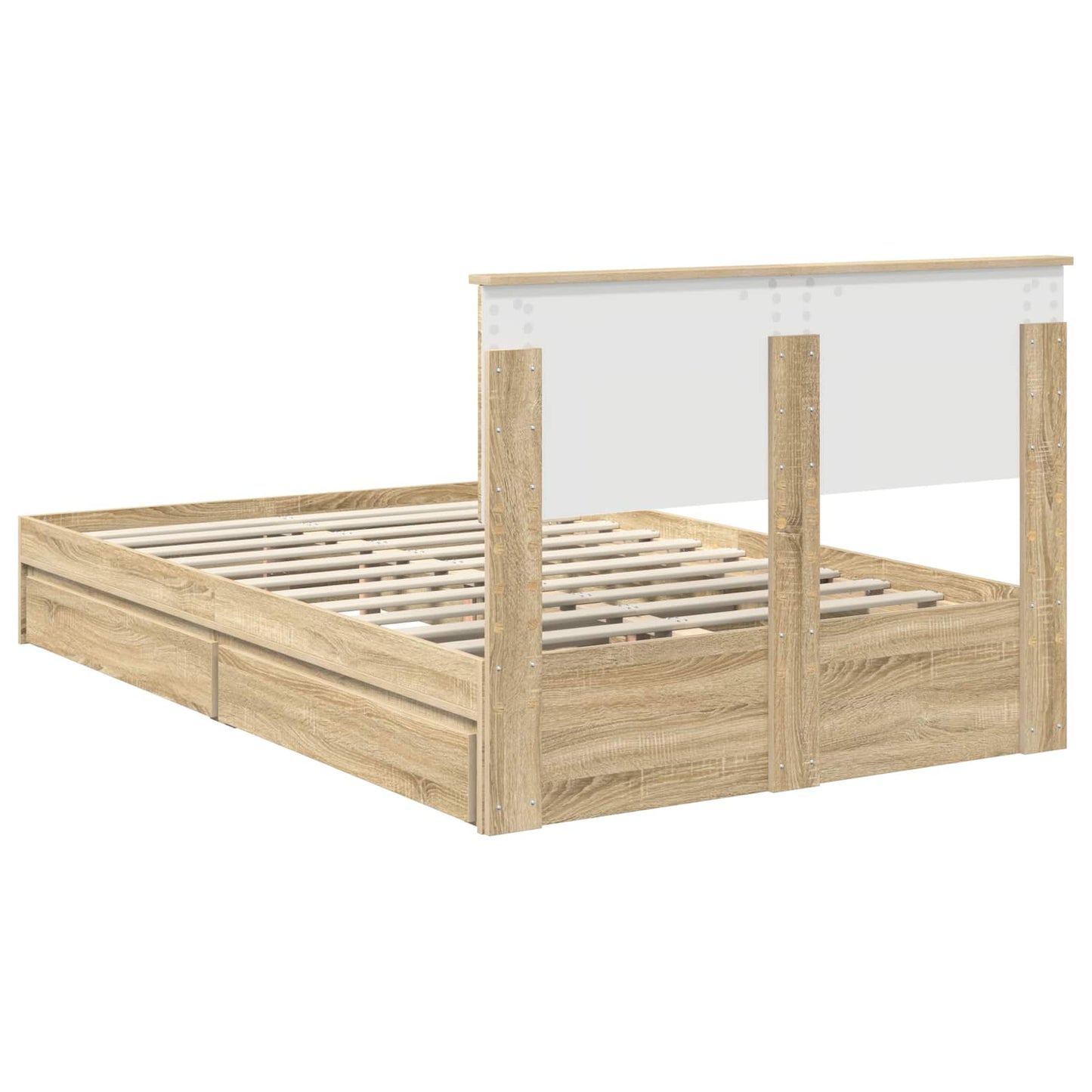 Seng med Oppbevaring Sonoma eik 135 x 190 cm Konstruert tre