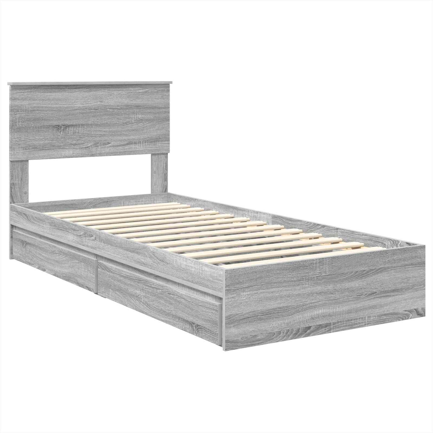 Seng med Oppbevaring Grå Sonoma 100 x 200 cm Konstruert tre