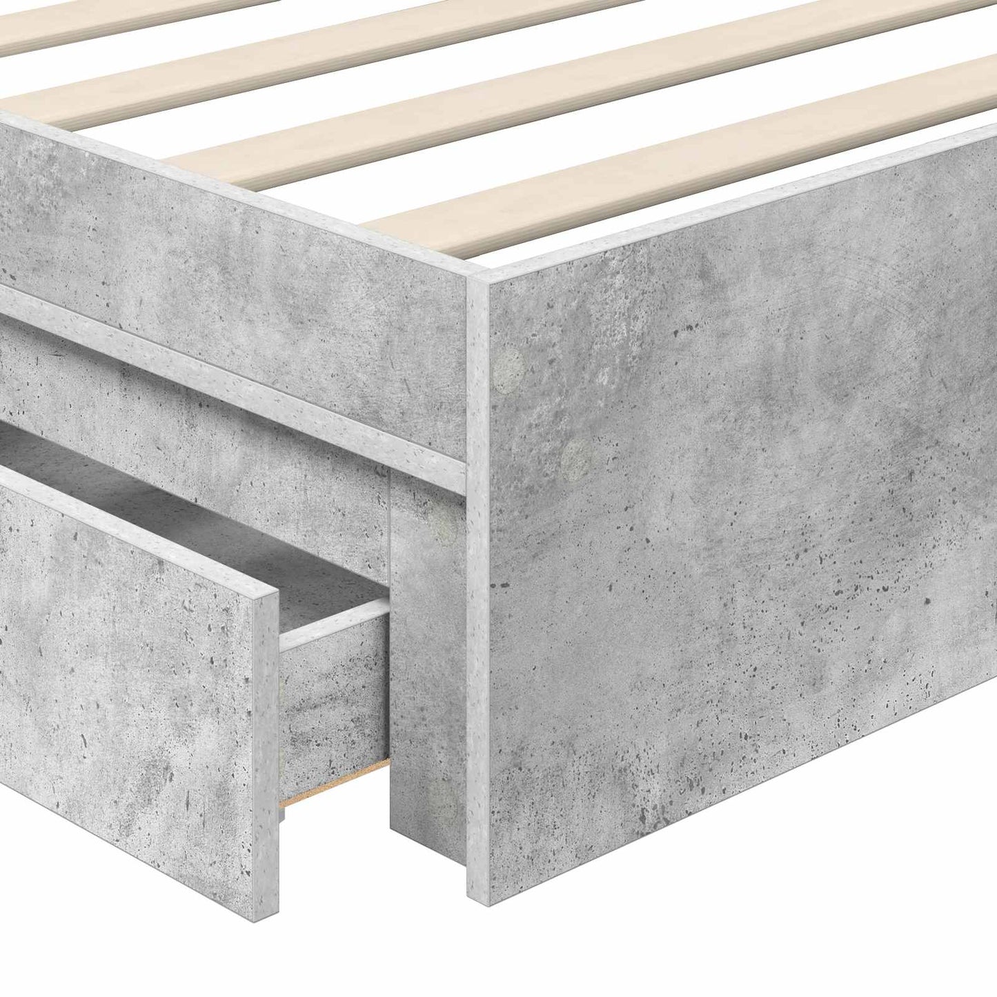 Seng med Oppbevaring Betonggrå 90 x 200 cm Konstruert tre