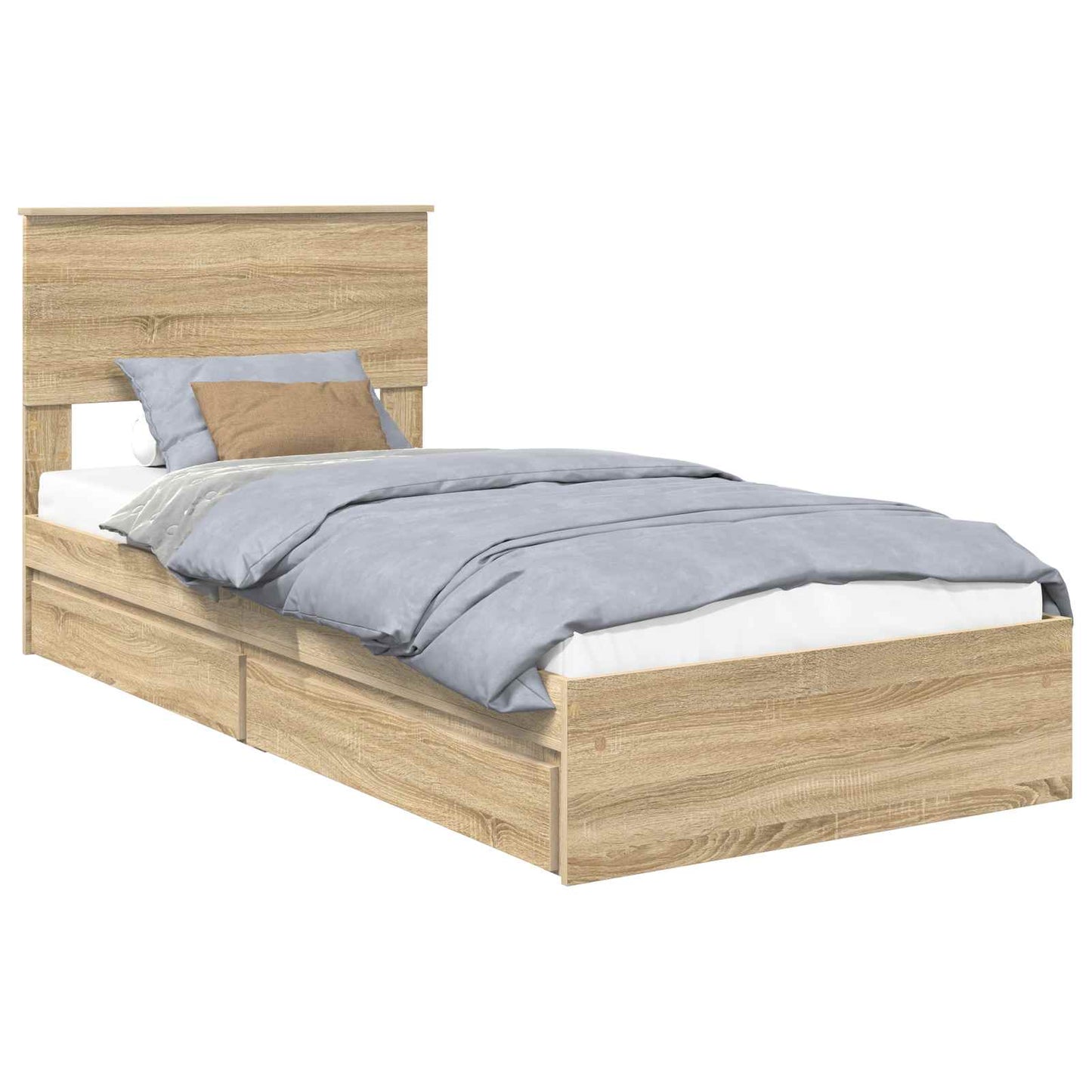 Seng med Oppbevaring Sonoma eik 75 x 190 cm Konstruert tre