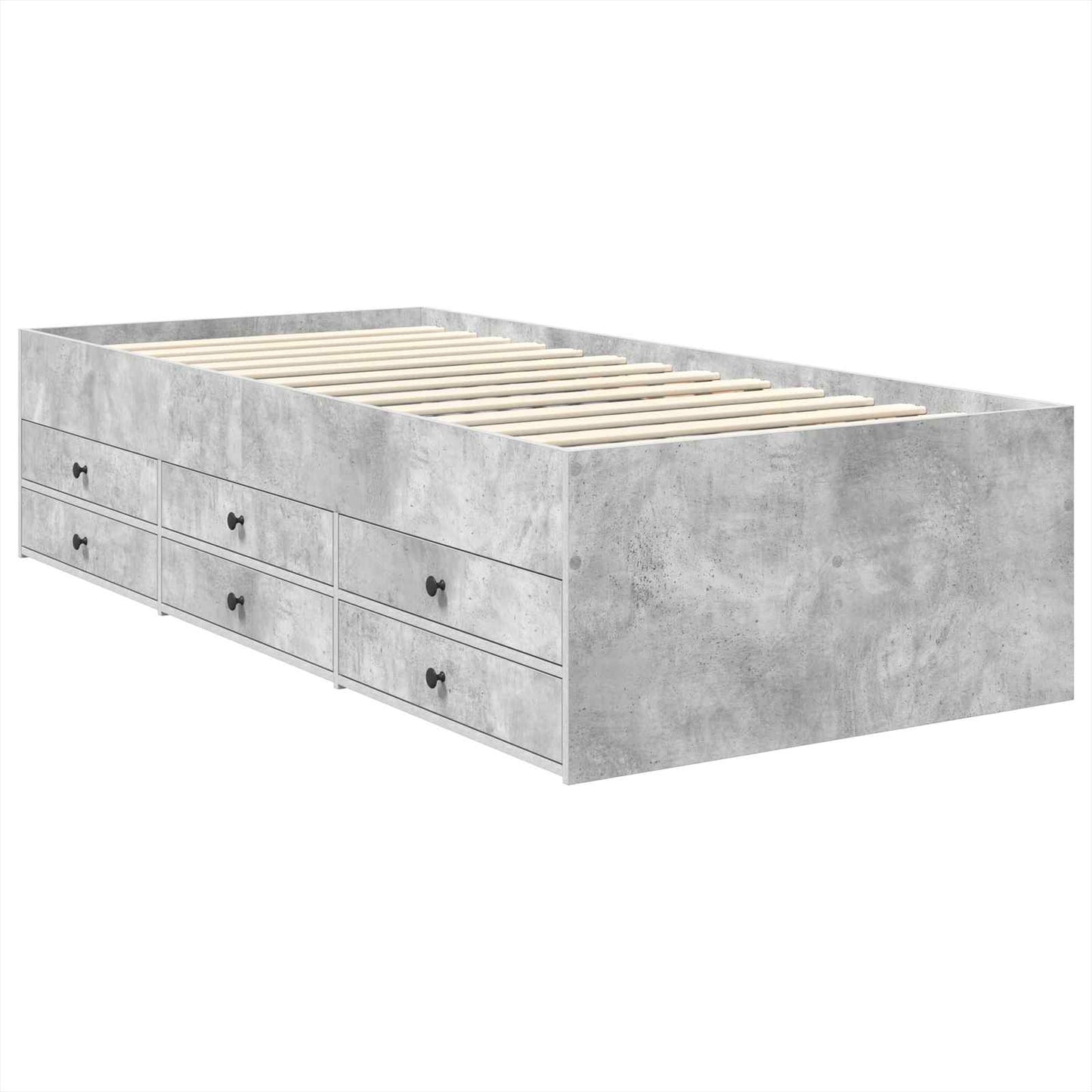 Seng med skuff Betong Grå og Svart 100 x 200 cm Konstruert tre