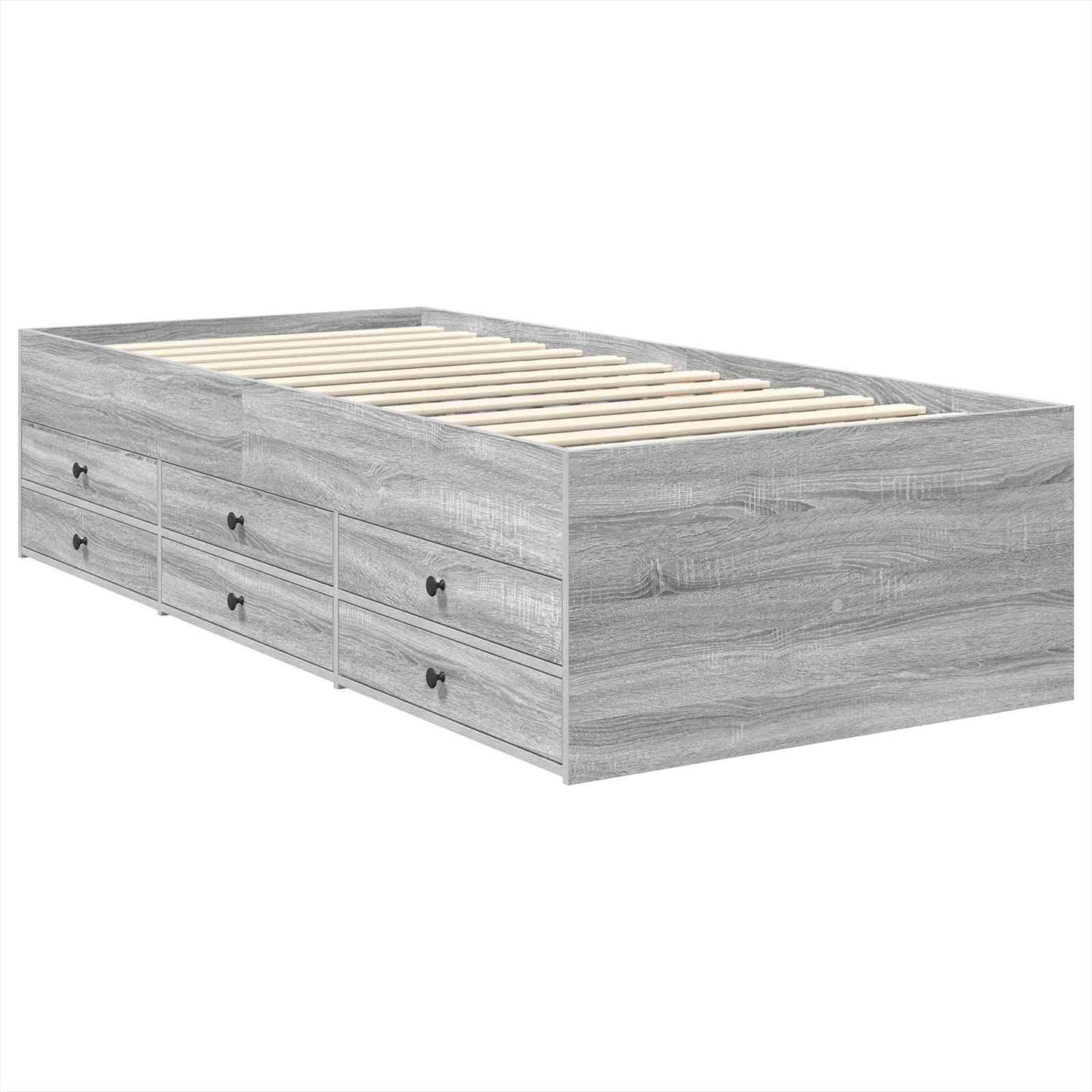 Seng med skuff Grå Sonoma og Svart 100 x 200 cm Konstruert tre