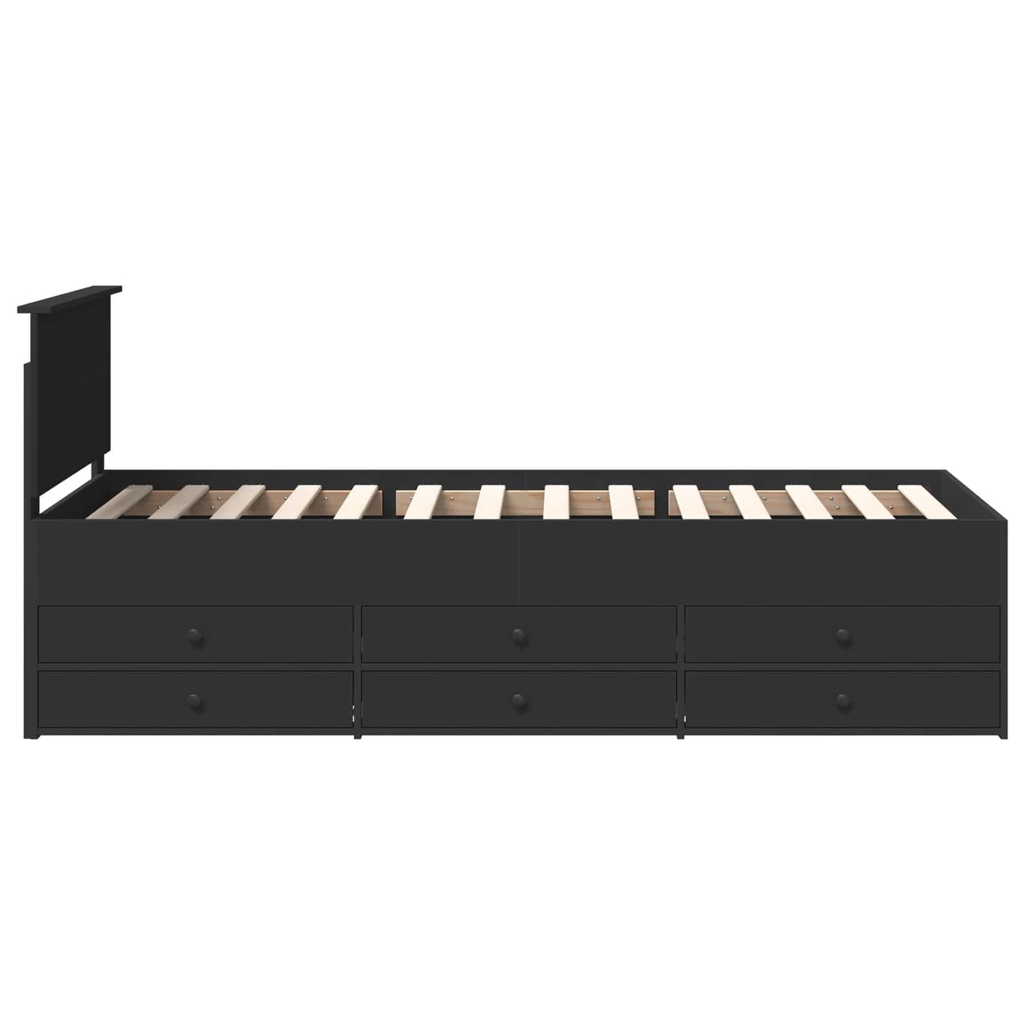 Seng med skuff med hodegjerde Svart 75 x 190 cm Konstruert tre
