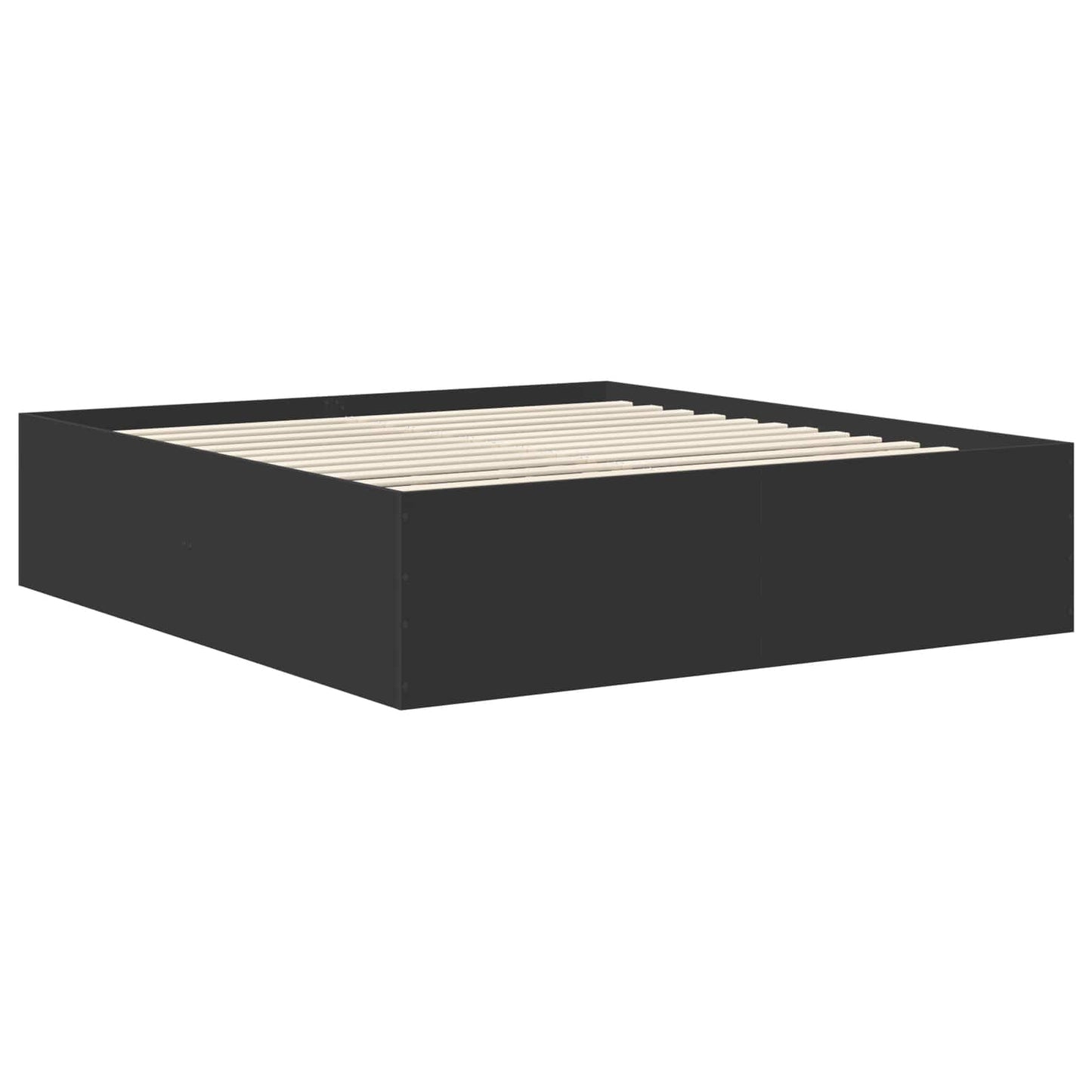 Sengestamme med hodegjerde Svart 200 x 200 cm Konstruert tre