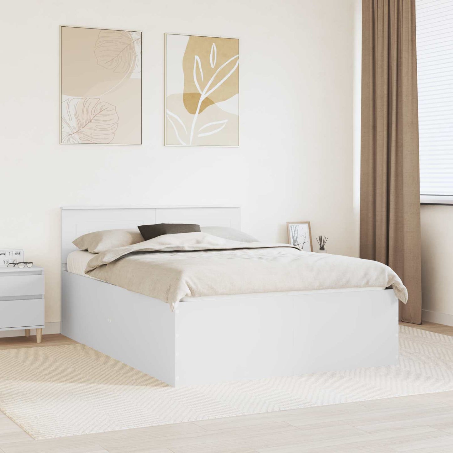 Sengestamme med hodegjerde Hvit 140 x 200 cm Konstruert tre
