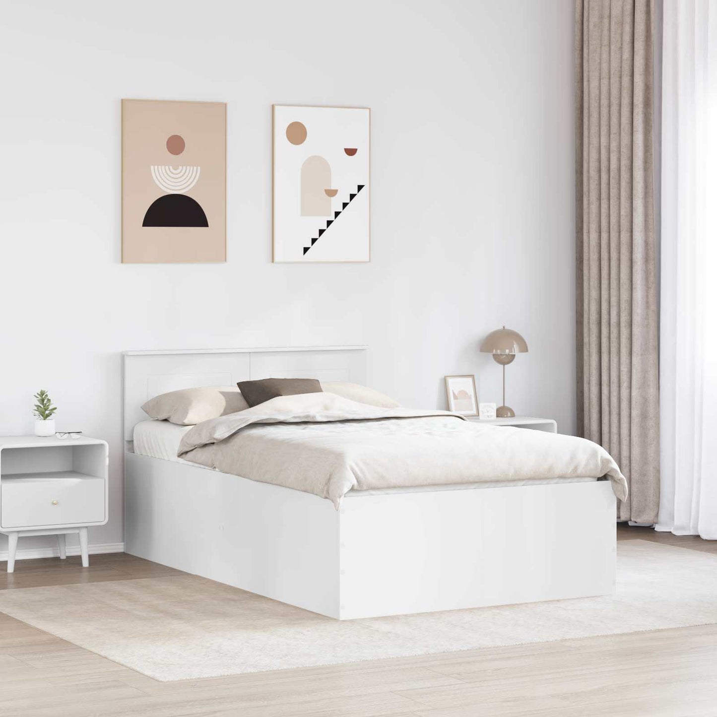Sengestamme med hodegjerde Hvit 135 x 190 cm Konstruert tre