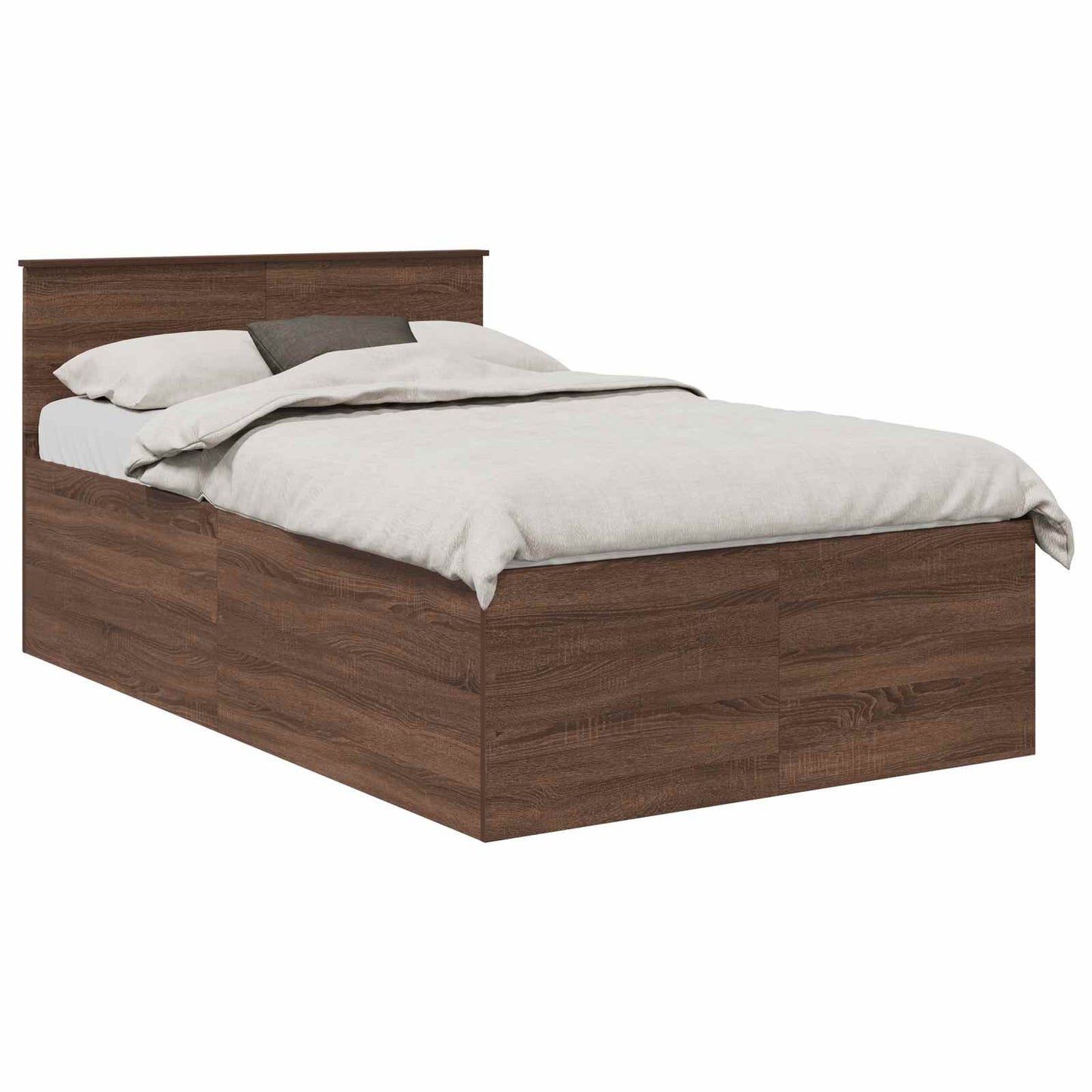 Sengestamme med hodegjerde Brun Eik 135 x 190 cm Konstruert tre