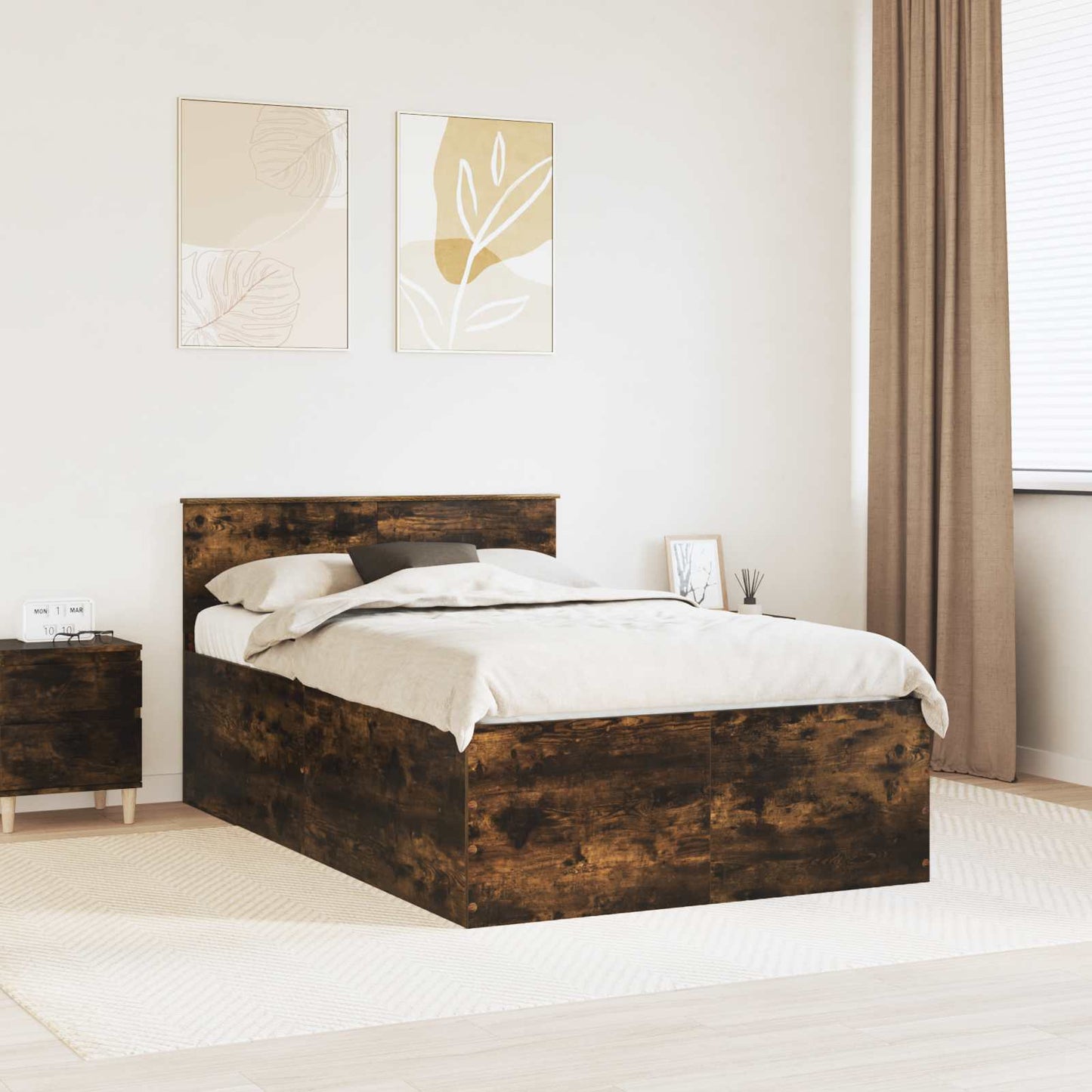 Sengestamme med hodegjerde Røkt eik 120 x 190 cm Konstruert tre