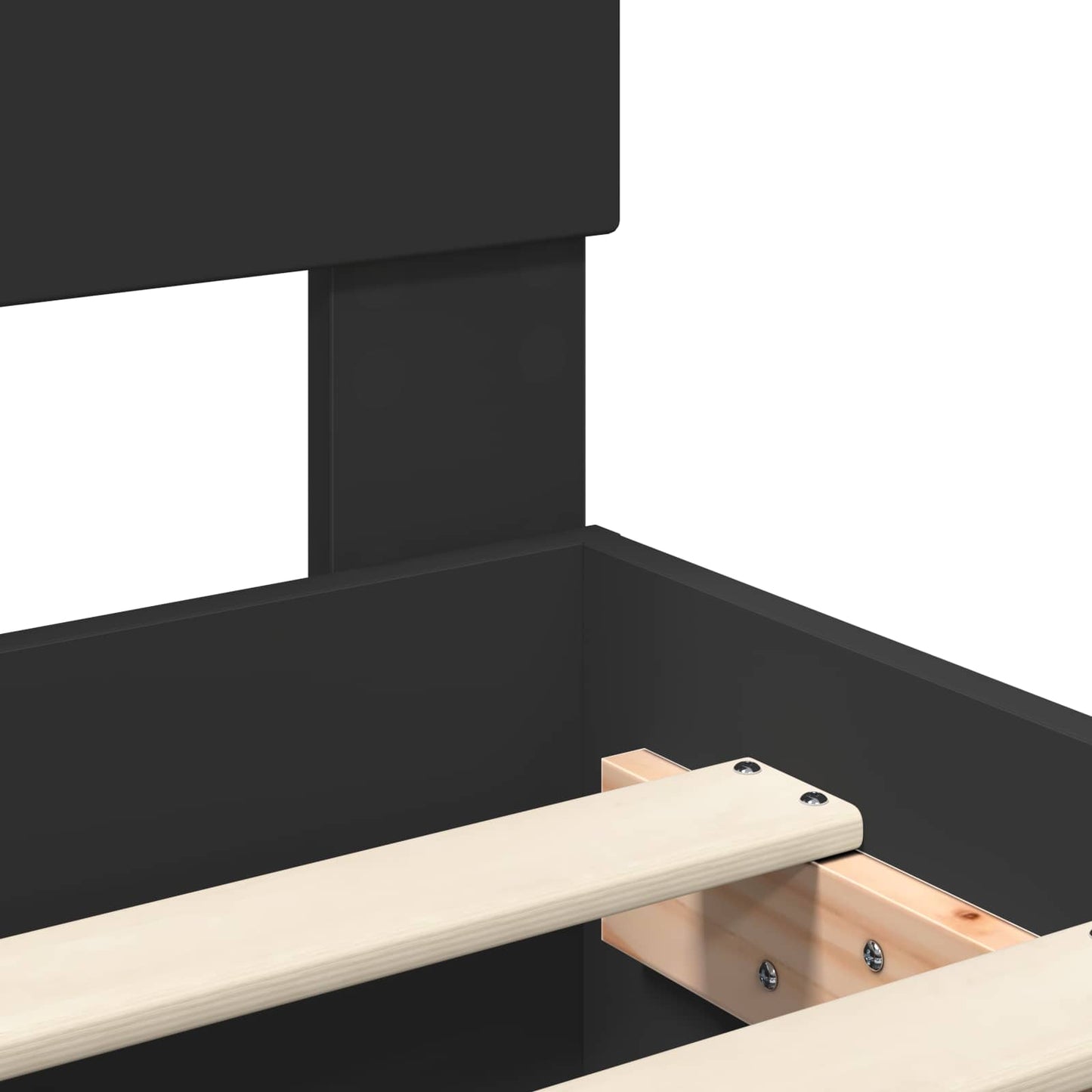 Sengestamme med hodegjerde Svart 120 x 200 cm Konstruert tre