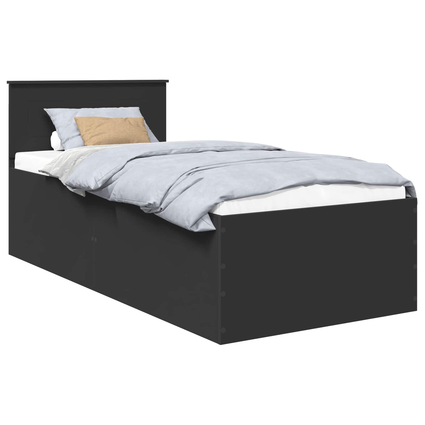 Sengestamme med hodegjerde Svart 120 x 200 cm Konstruert tre