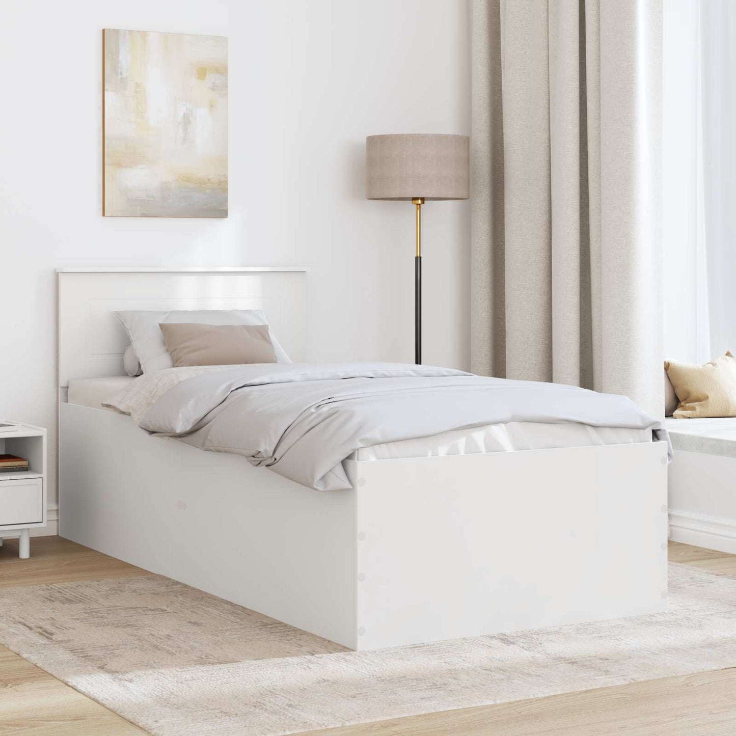Sengestamme med hodegjerde Hvit 75 x 190 cm Konstruert tre