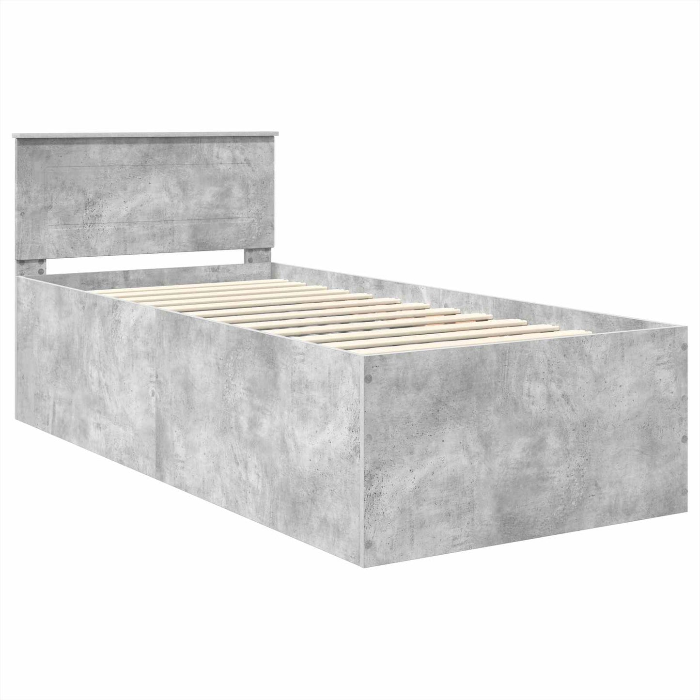 Sengestamme med hodegjerde Betonggrå 75 x 190 cm Konstruert tre